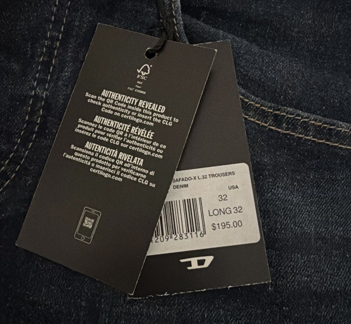 Diesel Diesel Mens Safado Straight Jeans RE065 Dark Blue Size 32/32 Size US 32 / EU 48 - 6 Thumbnail