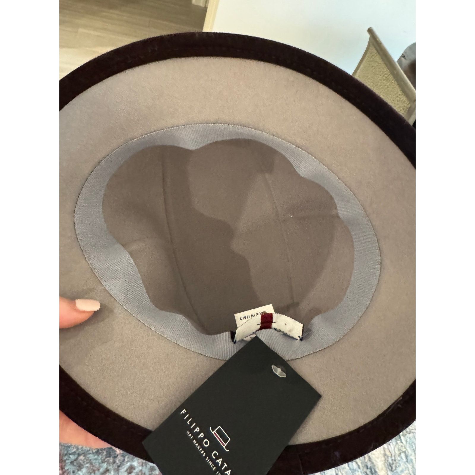 Other Filippo Catarzi NWT Gray Wool Bucket Hat with Brown Trim Size ONE SIZE - 7 Thumbnail