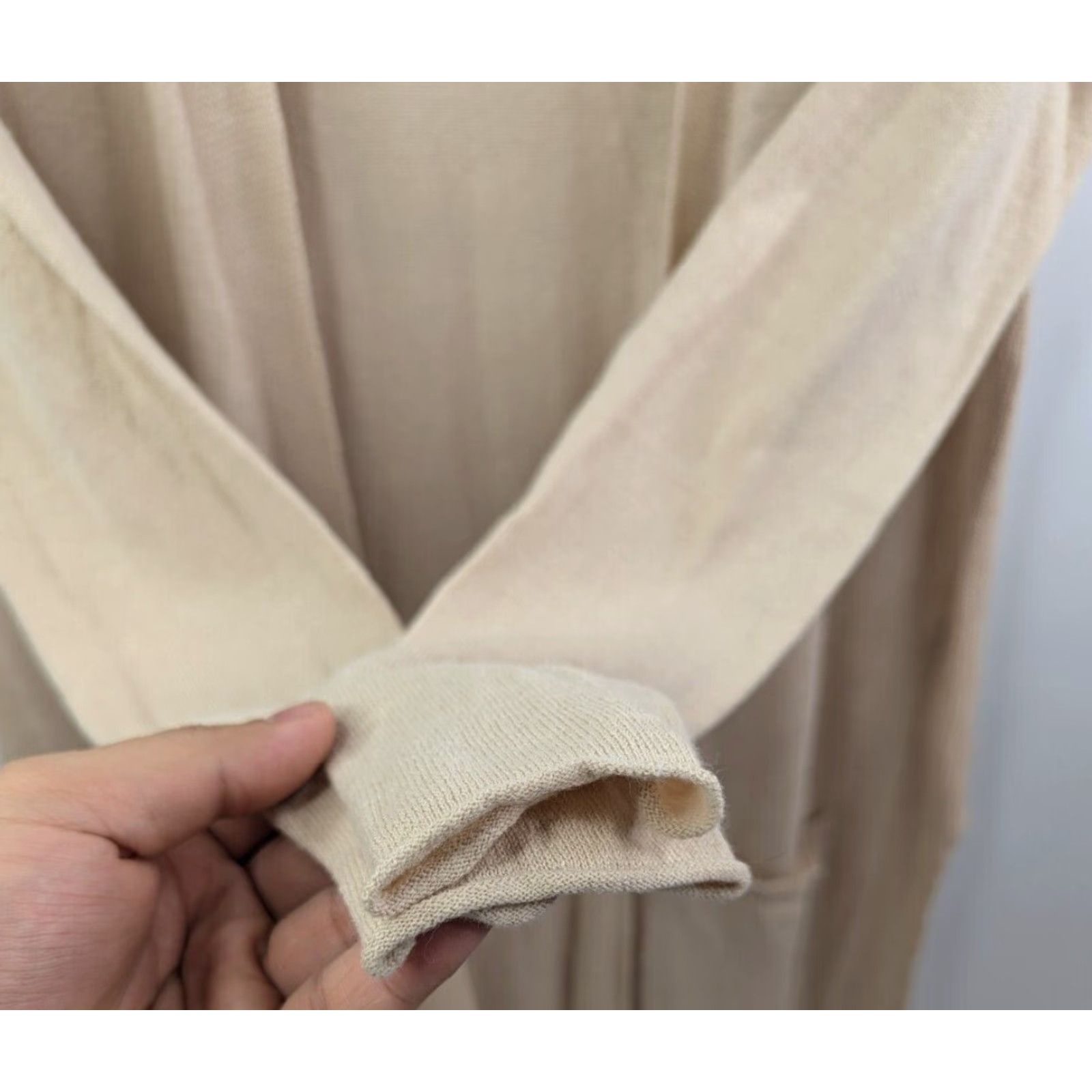 Vintage Sigrid Olsen Cardigan Women's Linen Cotton Blend Beachy Open Sweater Size S Beige Long Sleeve Pockets Size S / US 4 / IT 40 - 2 Thumbnail