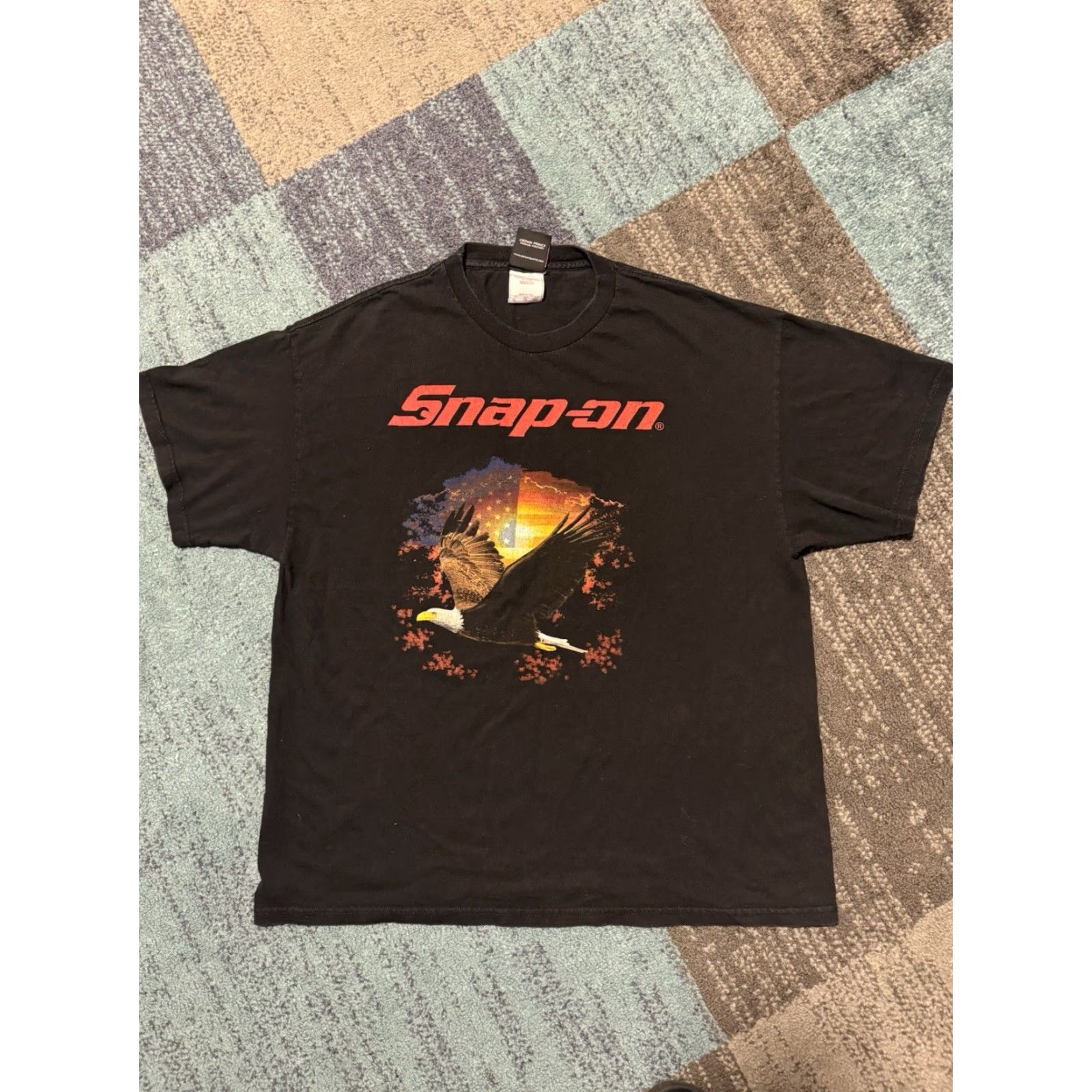 Vintage VTG Y2K Snap On Tools Eagle American Flag Tee Mens Black XL USA Single Stitch T-Shirt Classic 90s USA Staff? Size US XL / EU 56 / 4 - 2 Thumbnail