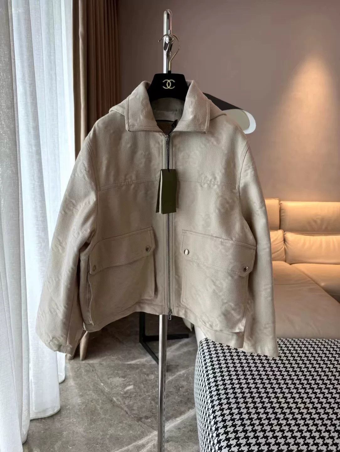 Gucci Gucci Beige Logo Denim Hooded Jacket Size XXS / US 00 / IT 34 - 1 Thumbnail