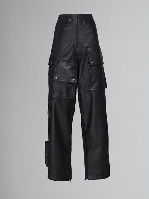 image of Marni O1W1Db10524 Leather Straight Leg Pant In Black, Women's (Size 30)