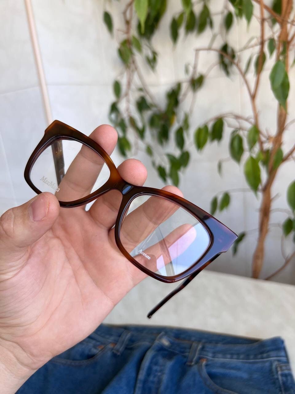 Designer × Vintage Max Mara '00s Double Logo Square Brown Frame Glasses Eyewear Size ONE SIZE - 11 Thumbnail