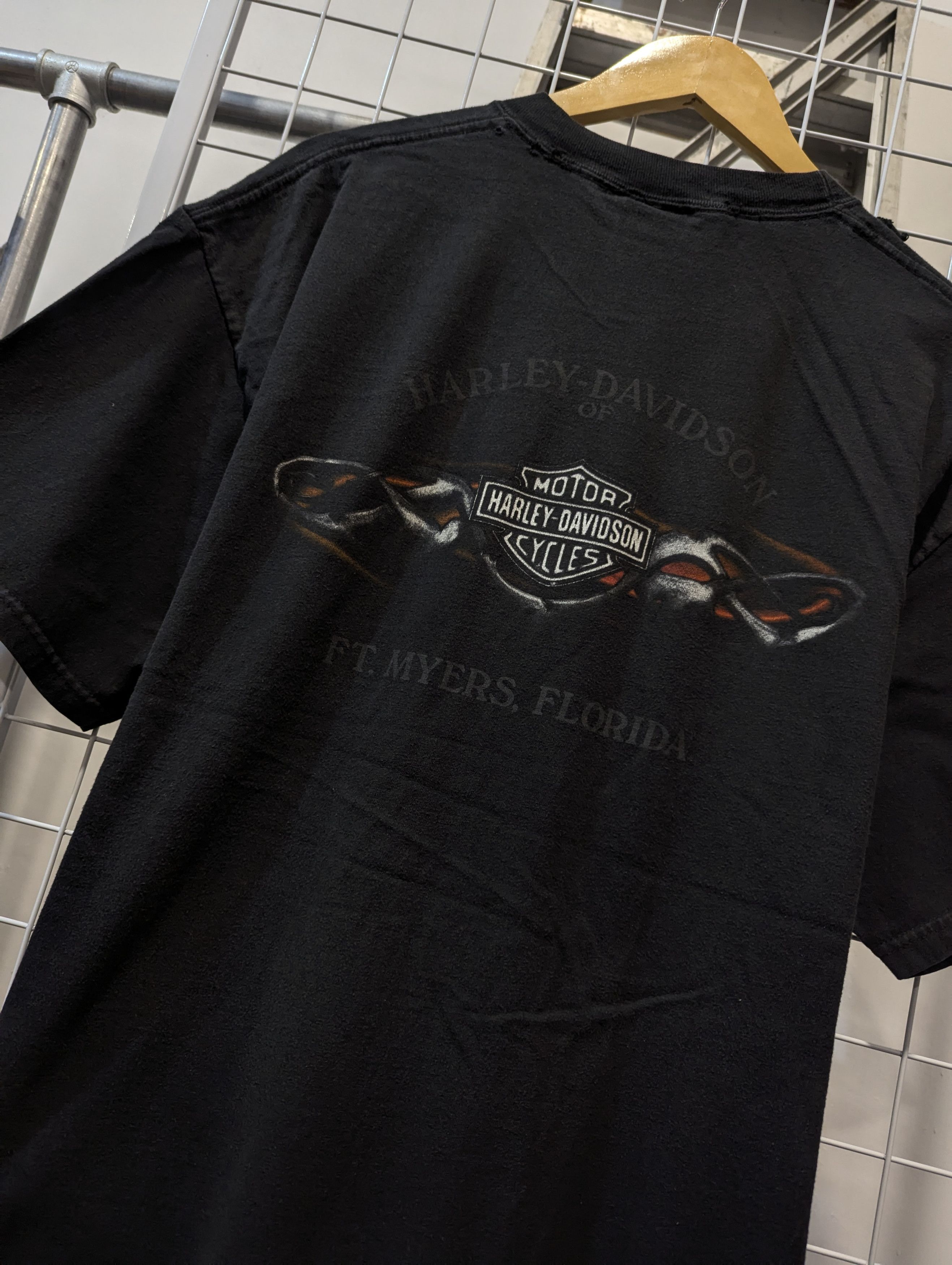 Harley Davidson × Vintage VINTAGE HARLEY DAVIDSON SKULL FLAME LOGO T-SHIRT Size US XL / EU 56 / 4 - 5 Thumbnail