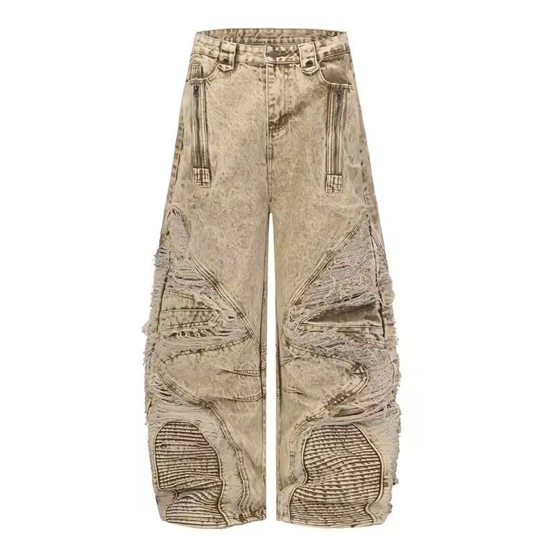Jean Distressed Designer Streetwear Washed Y2k Denim Pants Jeans Size US 33 - 1 Thumbnail