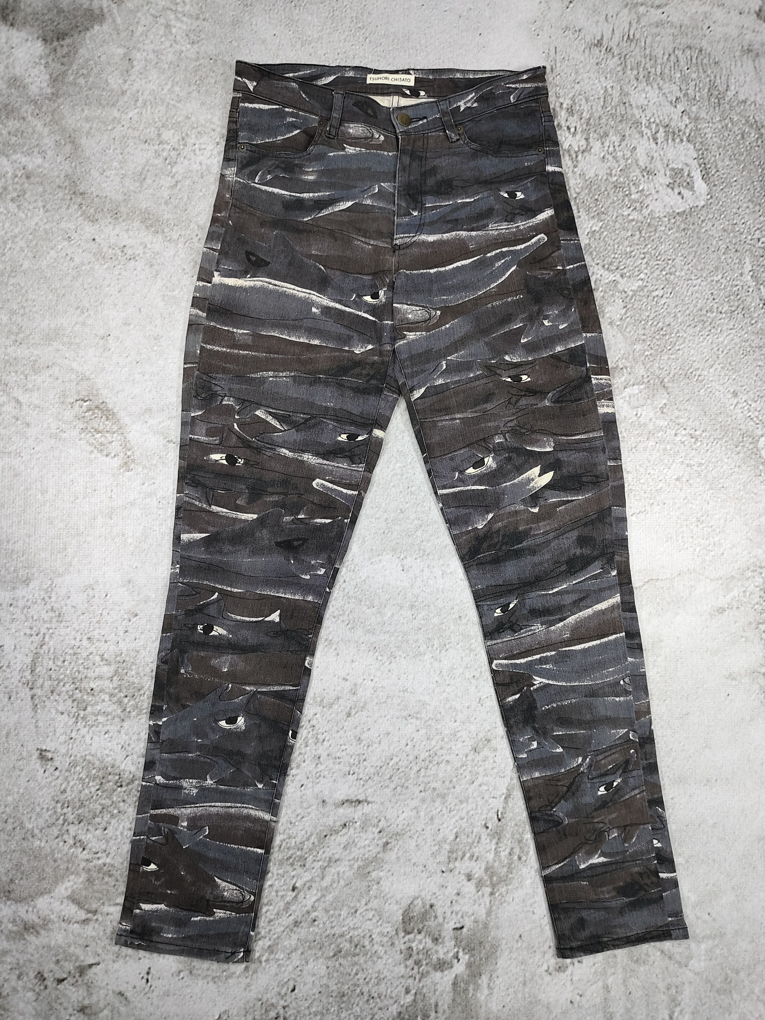 Tsumori Chisato Tsumori Chisato- Rare AOP Brushstroke Eyes Graphic Skinny Size 30" / US 8 / IT 44 - 1 Thumbnail