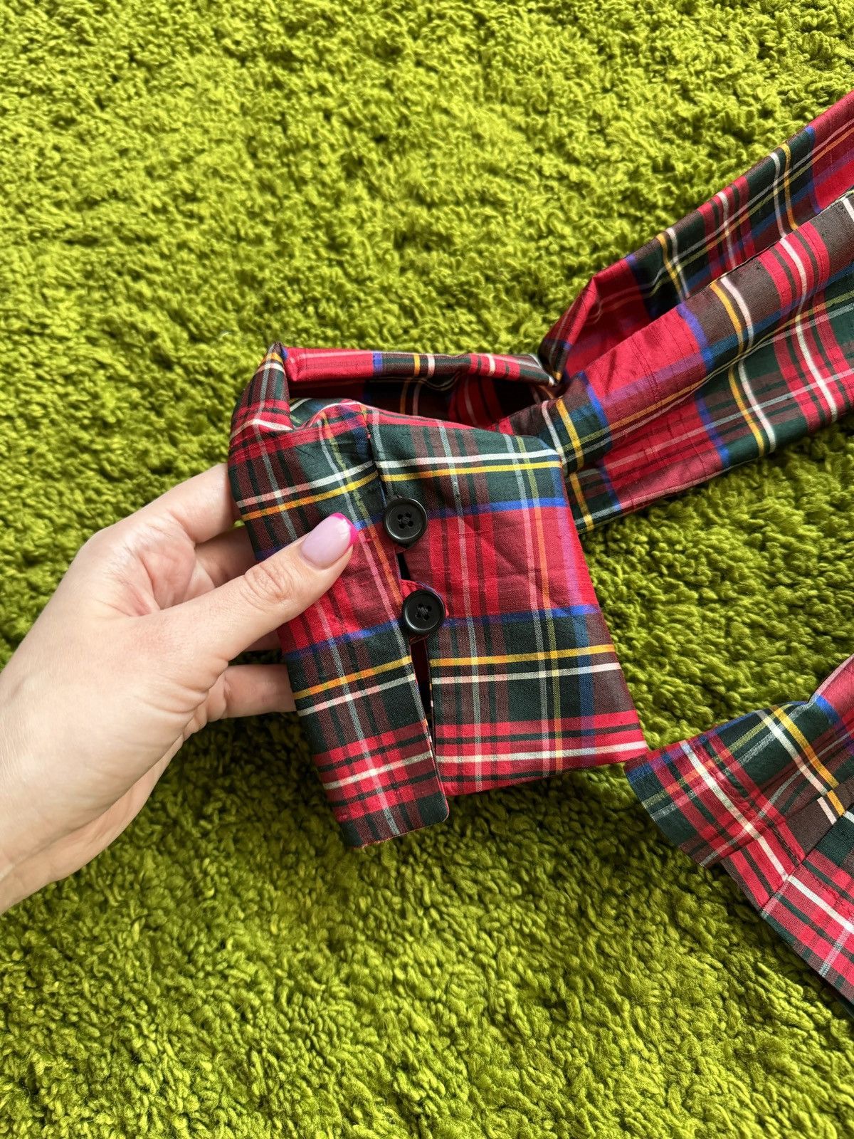 Polo Ralph Lauren × Ralph Lauren × Vintage Ralph Lauren 100% silk tartan blouse shirt Size M / US 6-8 / IT 42-44 - 7 Thumbnail