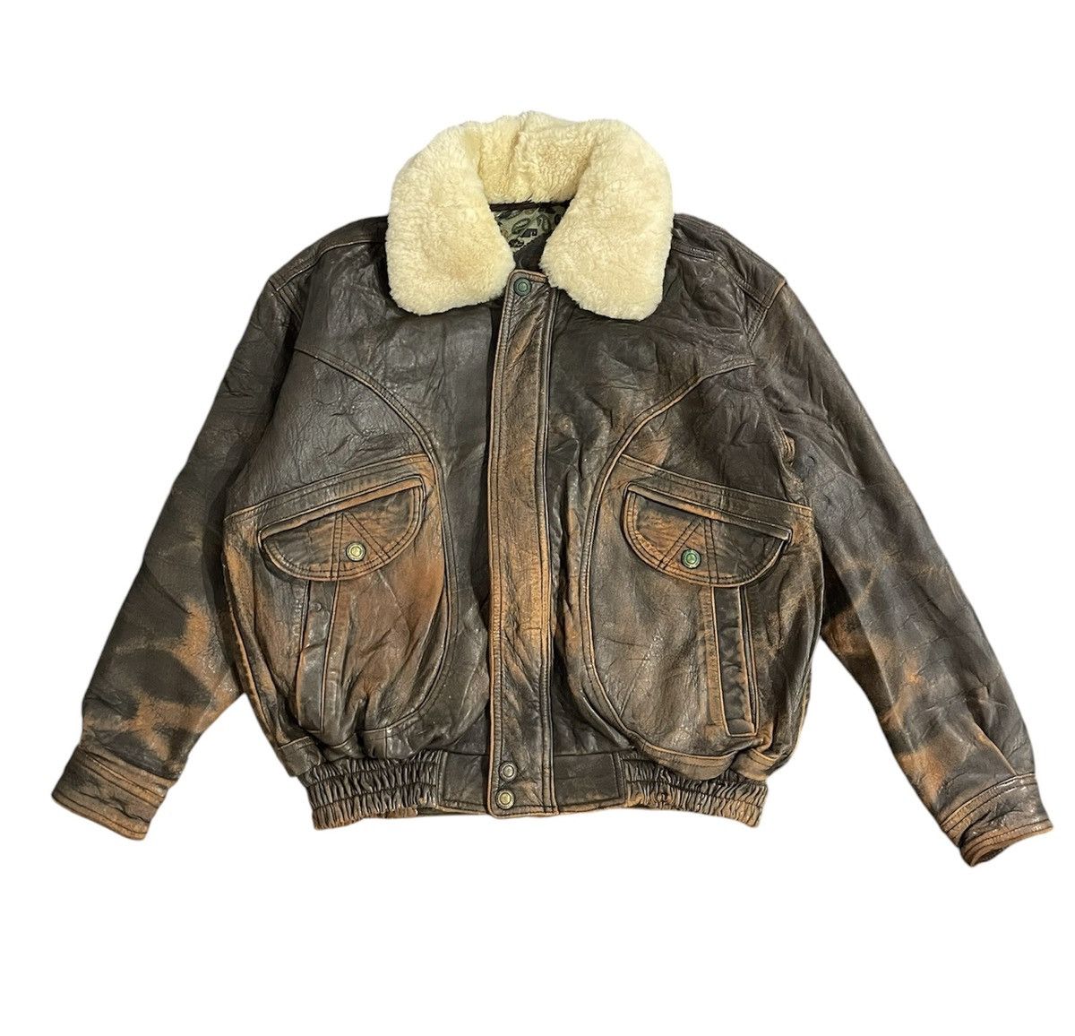 Vintage Vintage Zufolo Leather Bomber Jacket Size US L / EU 52-54 / 3 - 1 Thumbnail
