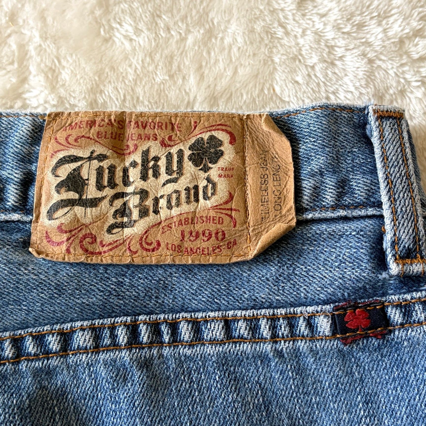 Lucky Brand VINTAGE Lucky Brand Jeans Mens 34x34.5 Blue Timeless 90s USA Straight Size US 34 / EU 50 - 7 Thumbnail