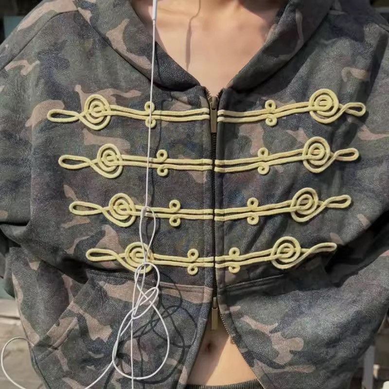 Japanese Brand Japanese Embroidery Camo Y2K Style Button Hoodie Jacket Size US M / EU 48-50 / 2 - 2 Thumbnail