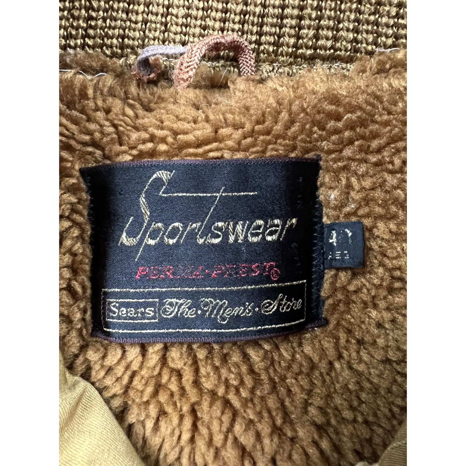 Sears VINTAGE Sears Jacket 40R Mens Brown Sherpa Lined Pockets Full Zip Front Snap 1970s Size US XXS / EU 40 - 4 Thumbnail