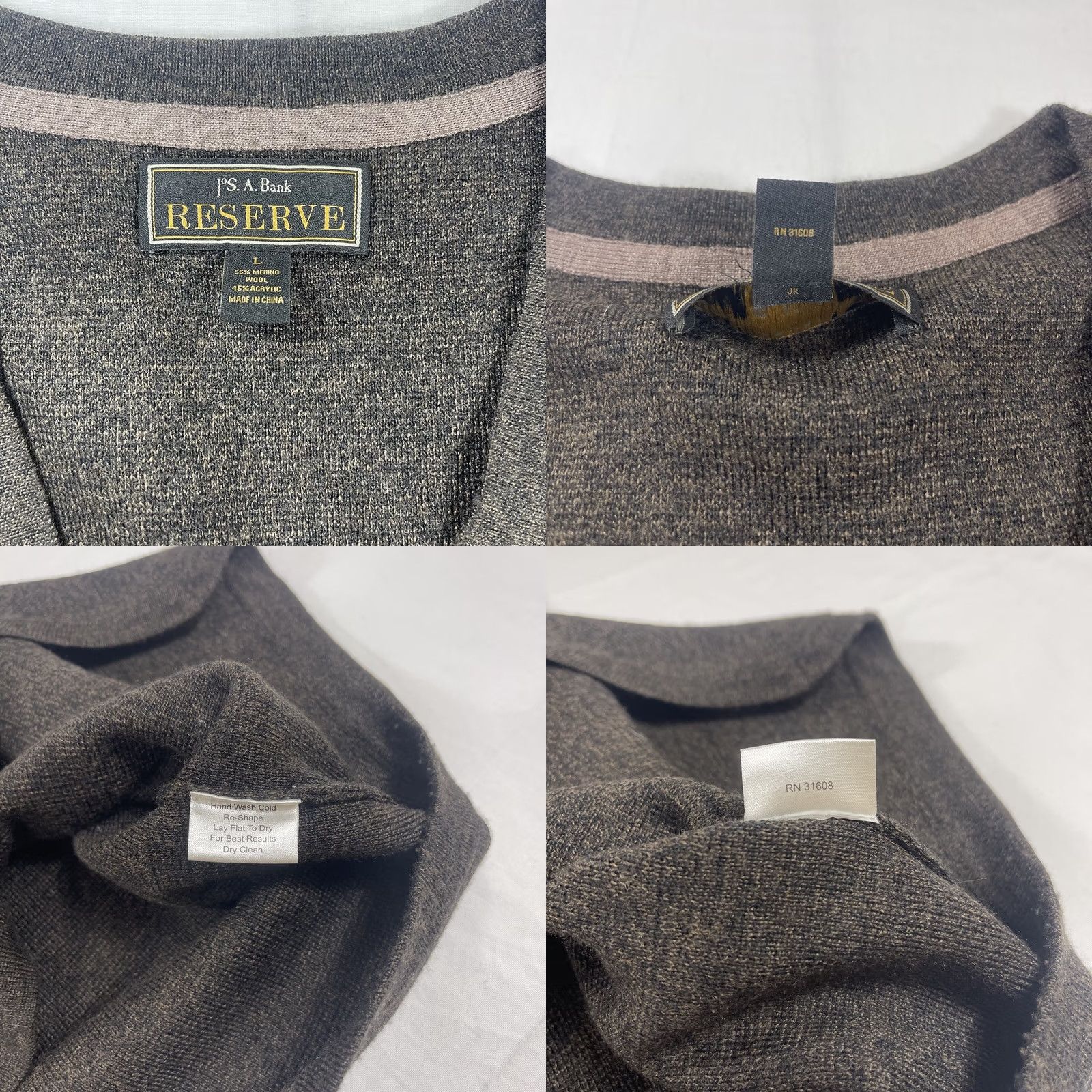 Jos. A. Bank Jos. A. Bank Vest Sweater L Brown Merino Wool Blend Button V-Neck Men Size US L / EU 52-54 / 3 - 8 Thumbnail