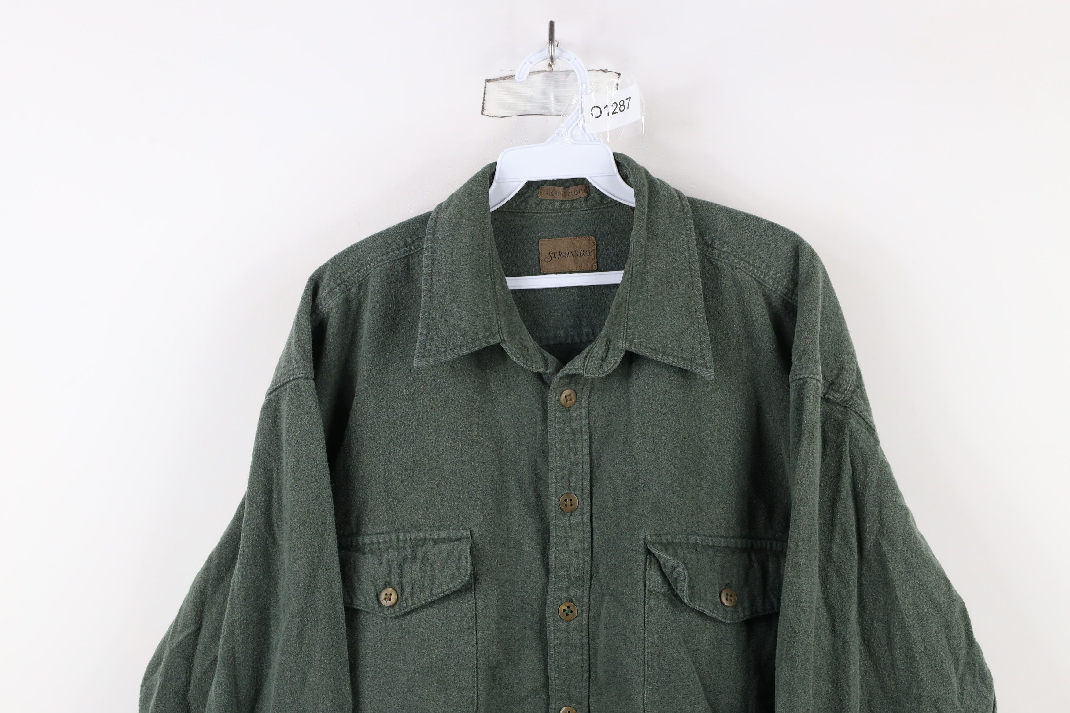 Vintage Vintage 90s Streetwear Chamois Cloth Button Shirt Green Size US XL / EU 56 / 4 - 2 Thumbnail