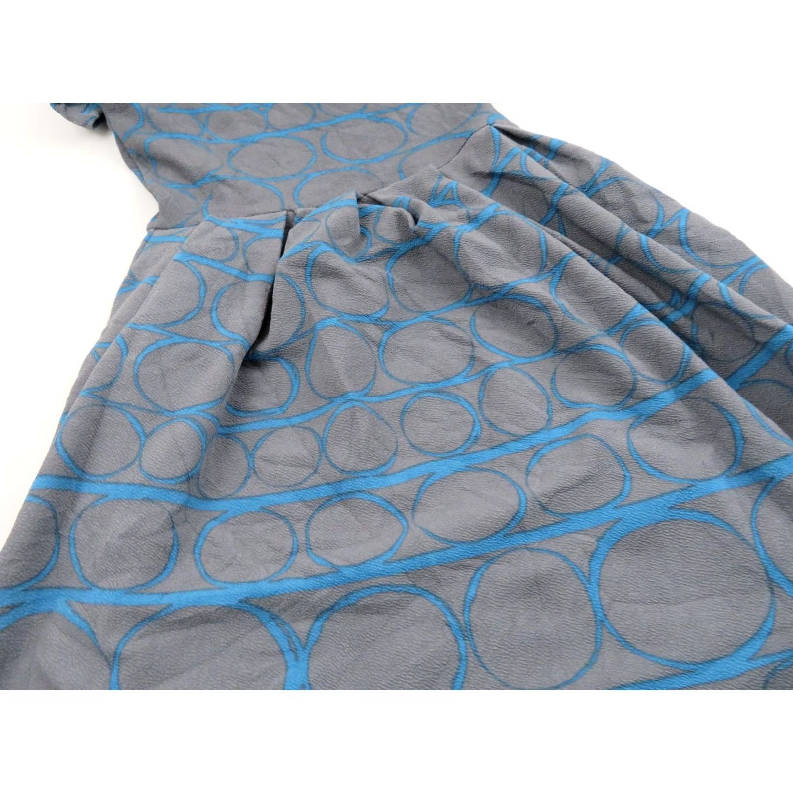 Vintage LULaROE Amelia Dress 2XS Gray Blue Unicorn Circles Fit & Flare Short Sleeve Knee Length Geometric Vintage Pattern Women Size XXS / US 00 / IT 34 - 7 Thumbnail