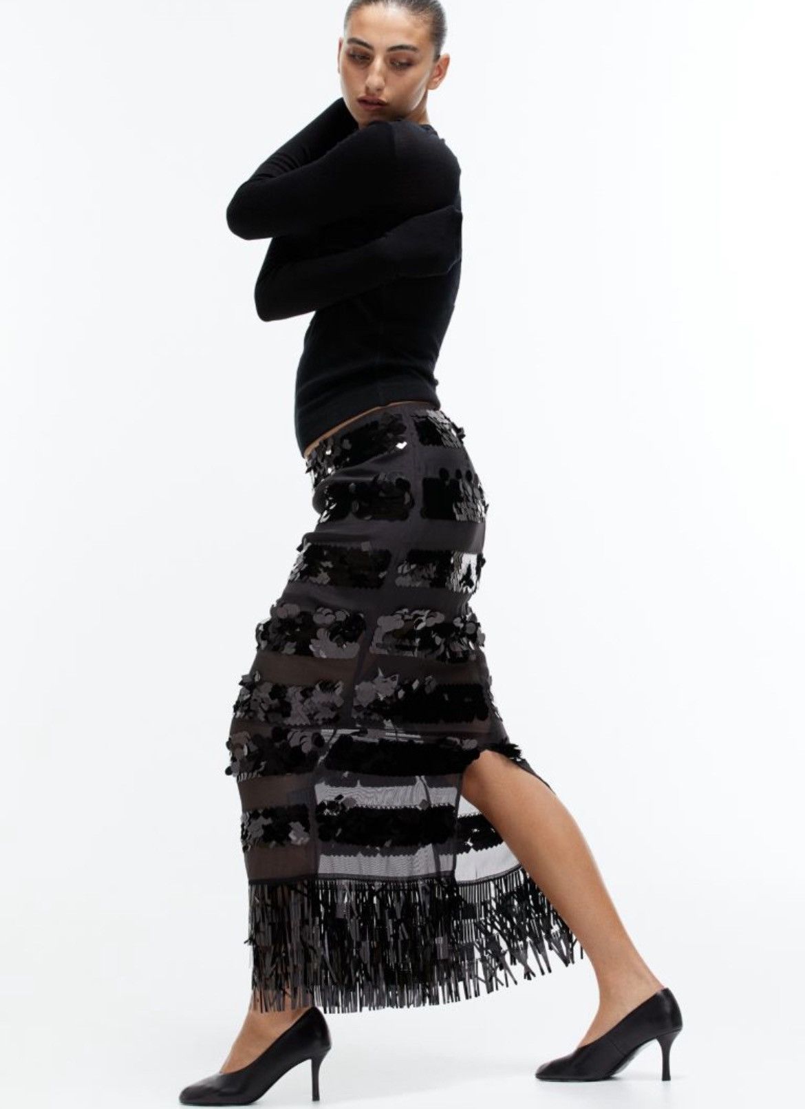 H&M H & M long sequin skirt Size 26" / US 2 / IT 38 - 1 Thumbnail