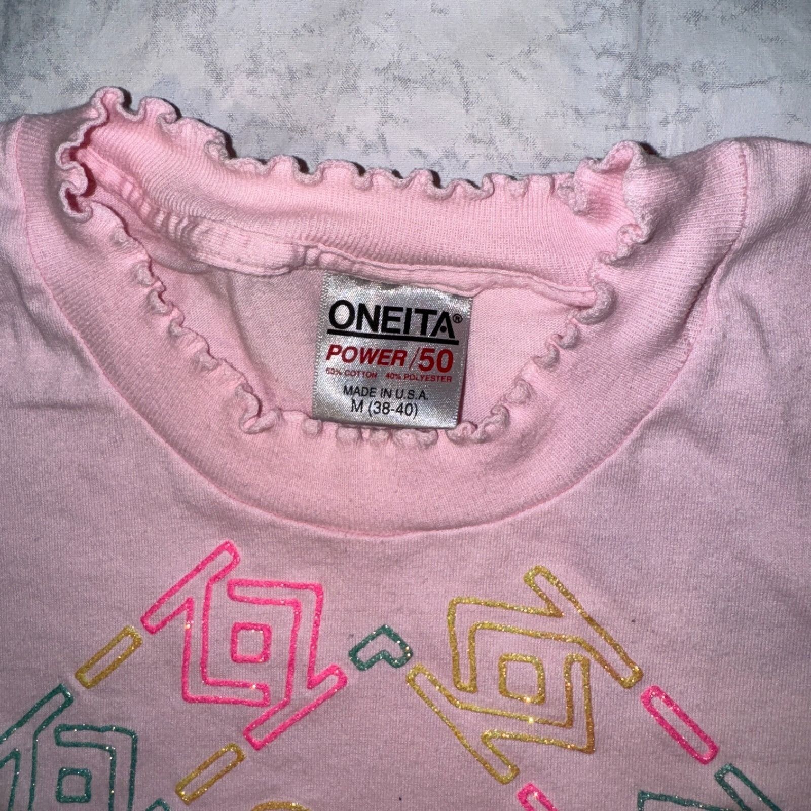 Other Vintage Oneita Southwestern Cactus Glitter Logo Pink Single Size M / US 6-8 / IT 42-44 - 4 Thumbnail