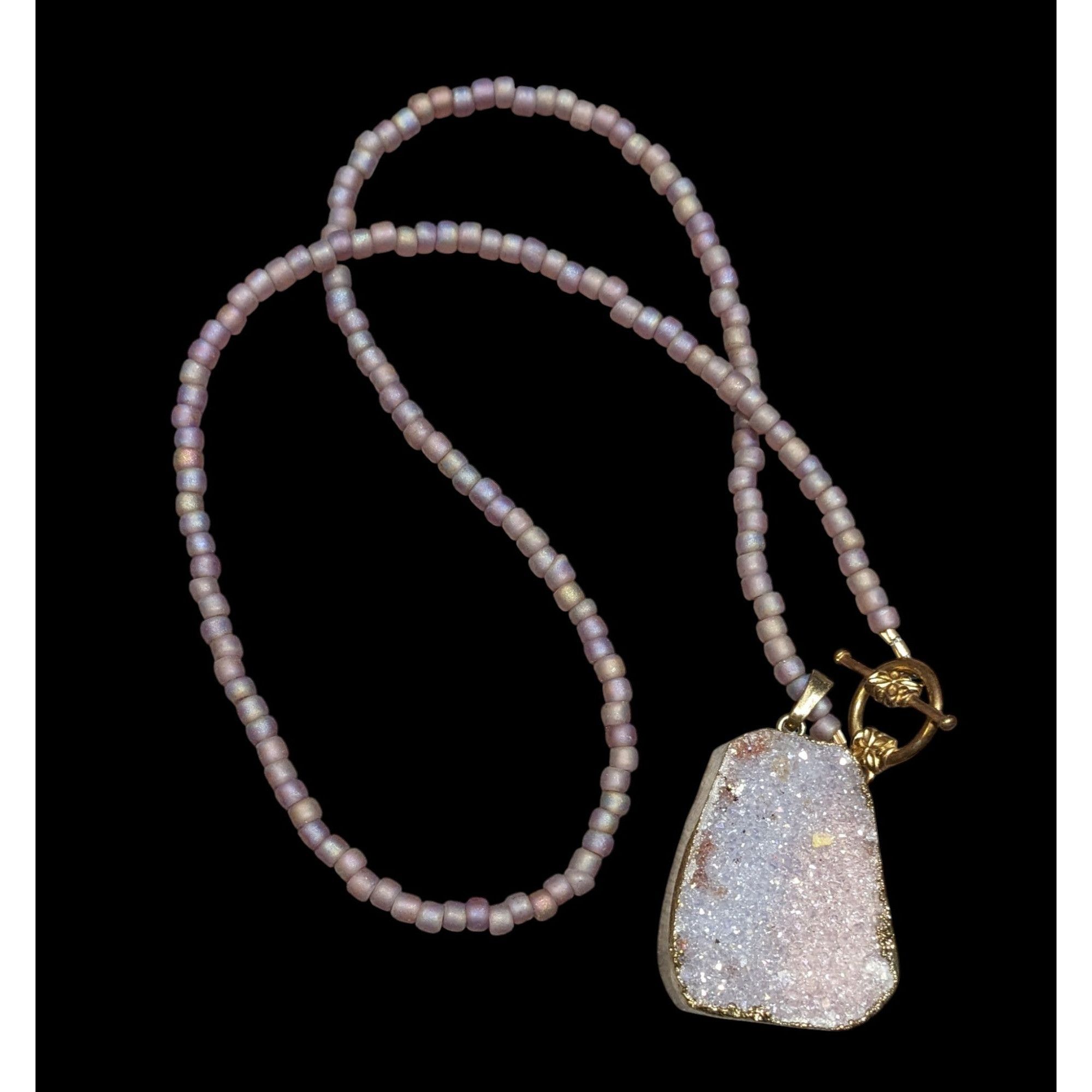 Other Whimsical Fairycore Purple Druzy And Frosted Glass Beaded Ne Size ONE SIZE - 1 Thumbnail