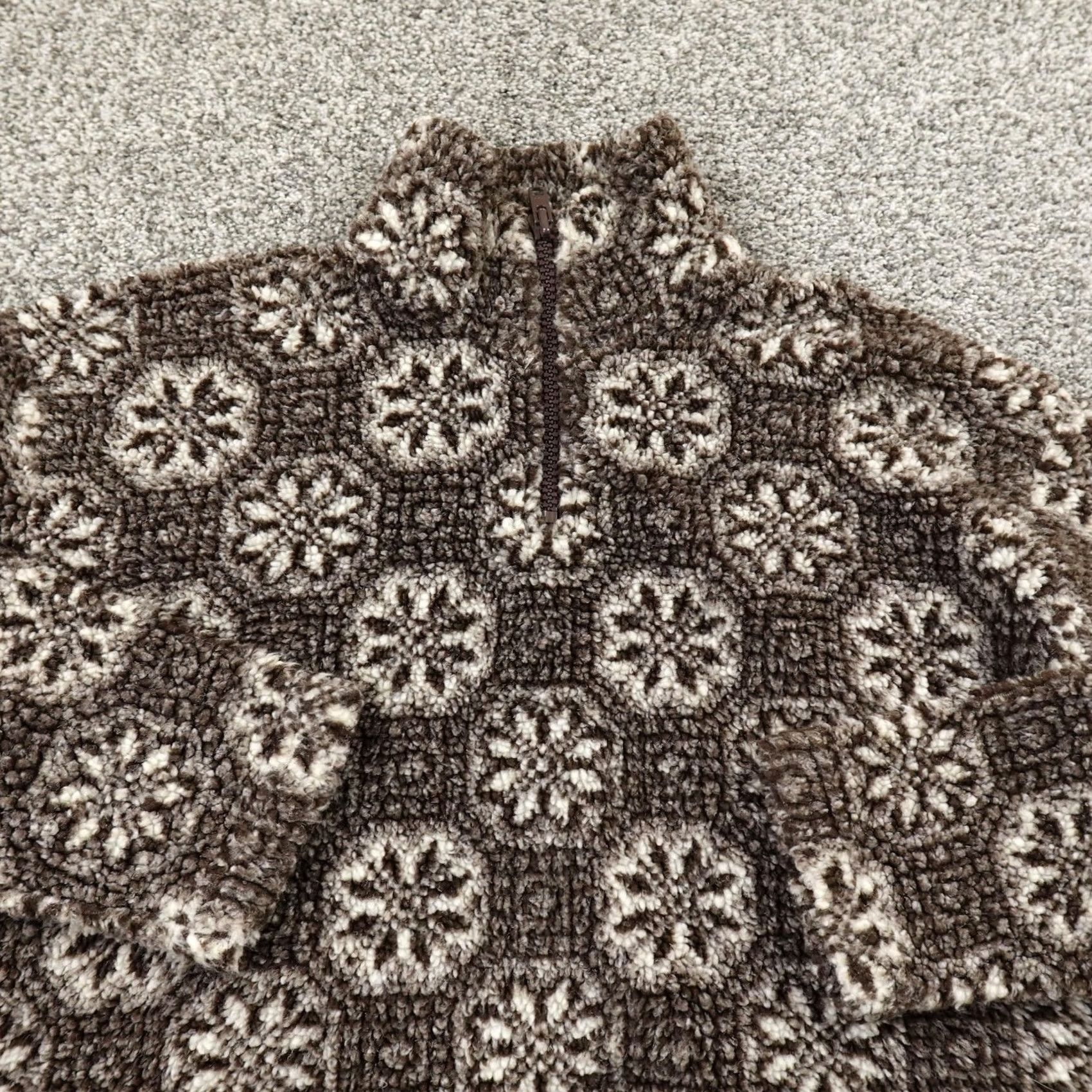 Vintage VINTAGE Kathy Ireland Sweater Womens M Brown Geometric Nordic Snowflake Pullover 1/4 Zip 90s USA Mens? Size M / US 6-8 / IT 42-44 - 3 Thumbnail