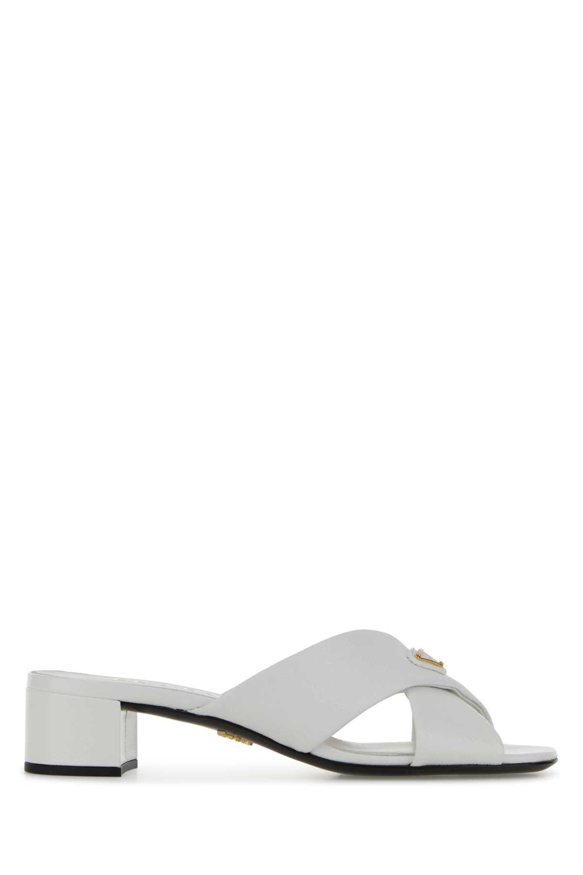 White Leather Mules