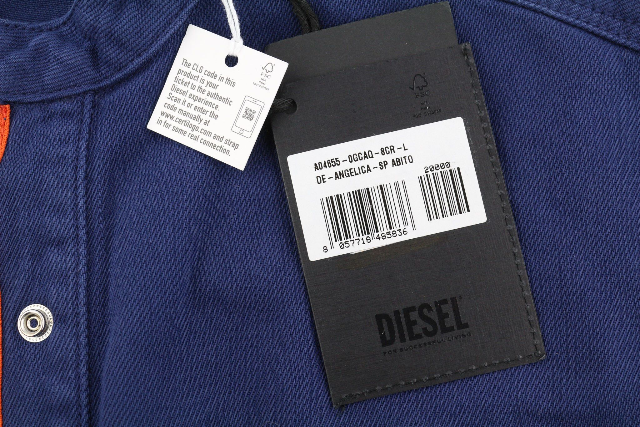 Diesel DE-ANGELCA-SP L Long Sleeve Zip Denim Mini Dress 40283 Size L / US 10 / IT 46 - 8 Thumbnail