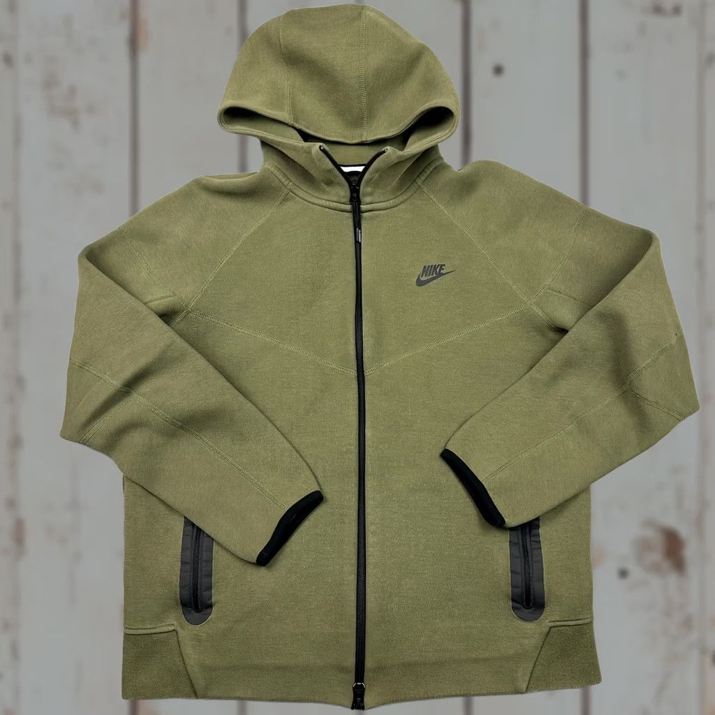 Nike Nike Tech Fleece Hoodie Jacket Men Large Green Chevron Solid Full Zip Pockets L Size US L / EU 52-54 / 3 - 1 Thumbnail