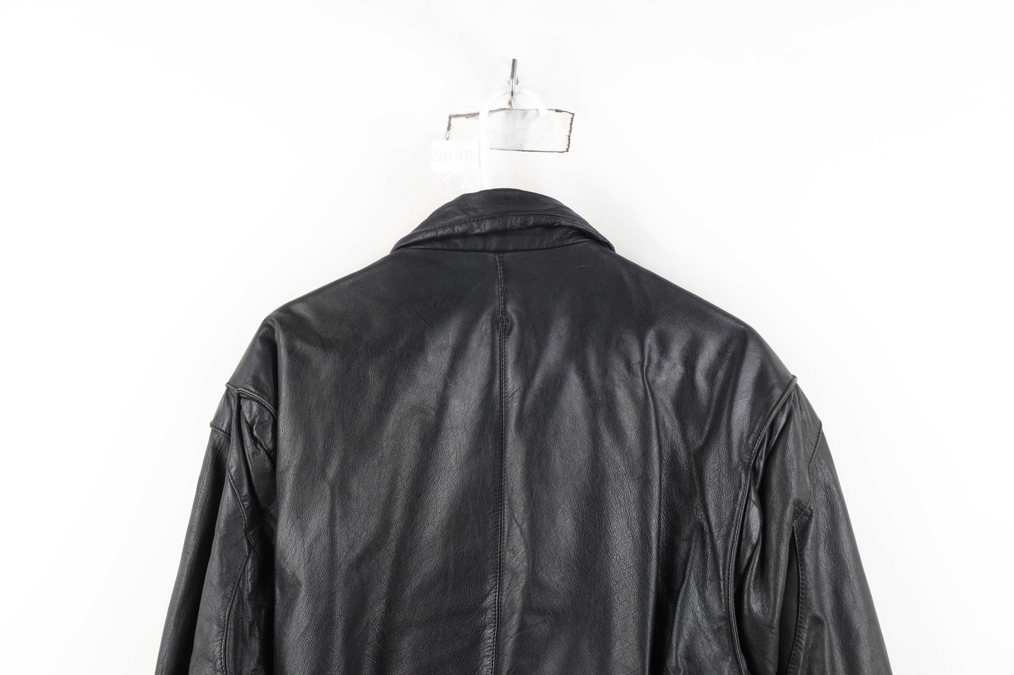 Vintage Vintage 90s Streetwear Leather Flight Bomber Jacket Black Size US L / EU 52-54 / 3 - 15 Thumbnail