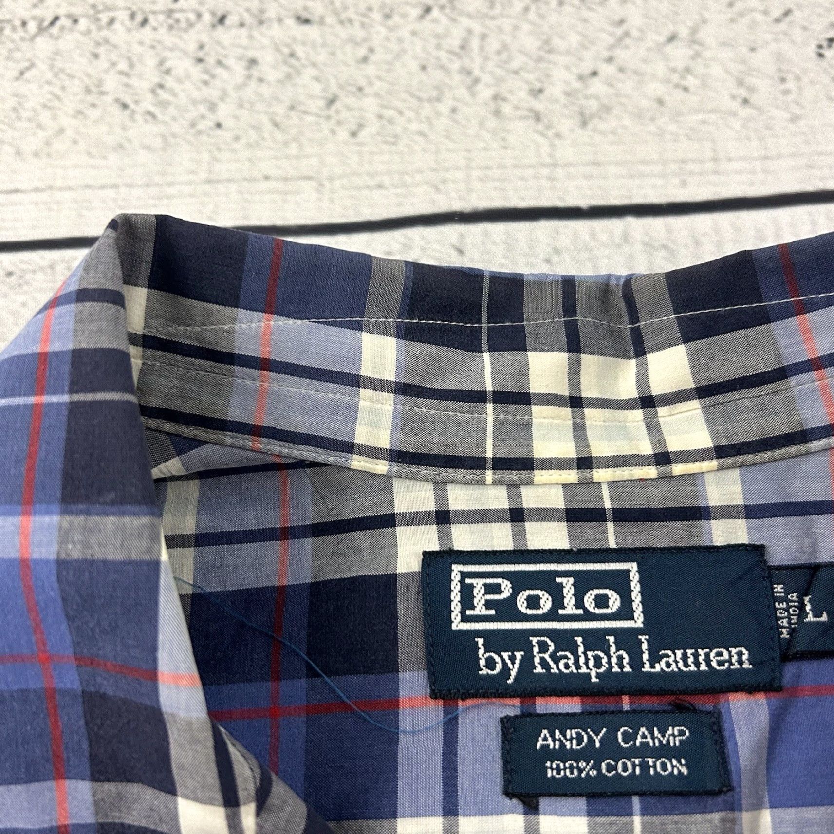Polo Ralph Lauren Polo Ralph Lauren Andy Camp Short Sleeve Plaid Button Front Shirt Men's L Blue Size US L / EU 52-54 / 3 - 4 Thumbnail