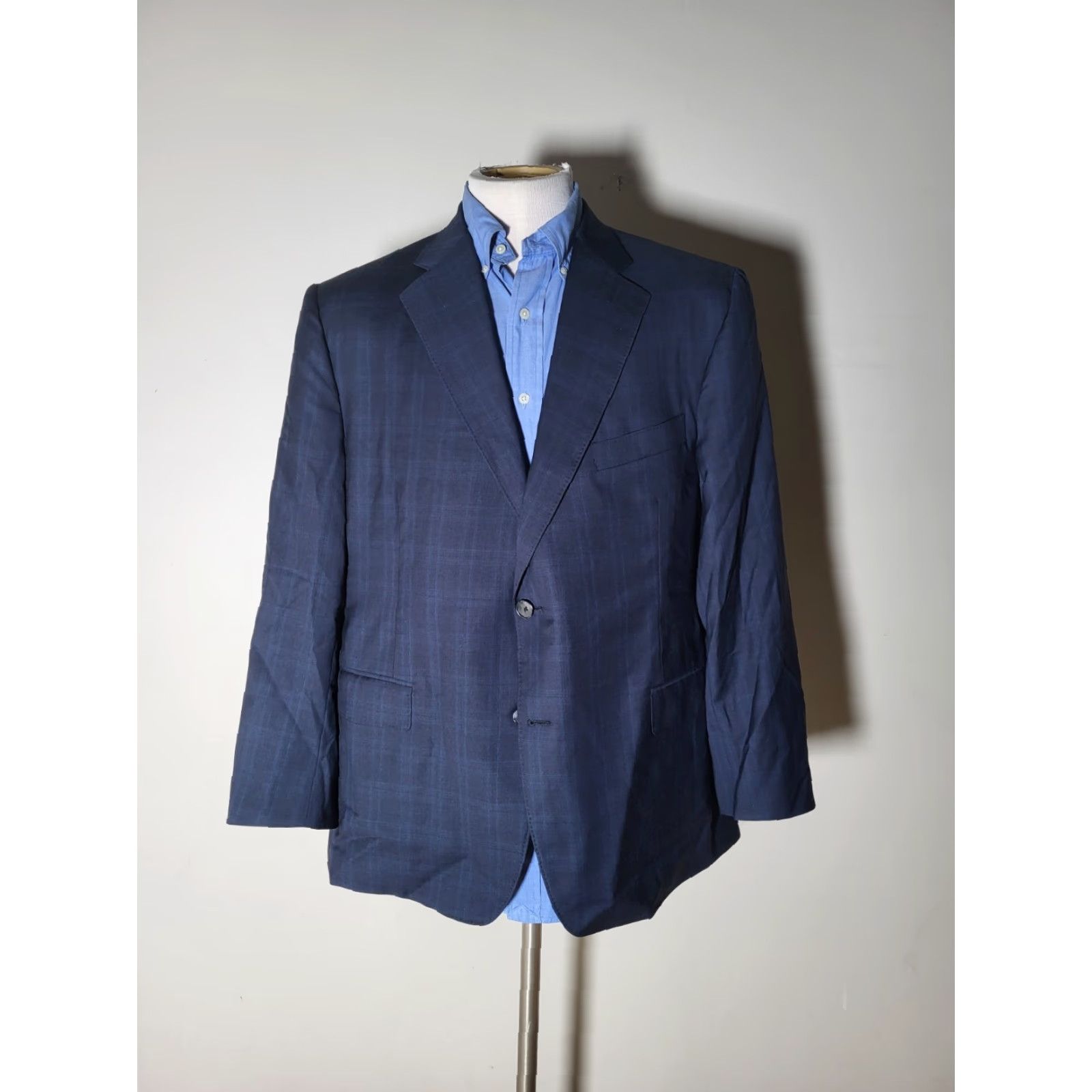 Vintage Sofias 42S Wool Plaid Sport Coat Jacket - Blue, Notch Lapel, Two Button, Full Canvas, Double-Vented, Fully Lined, Four-Season, Regular Fit, Mens, 42 Size US XS / EU 42 / 0 - 6 Thumbnail