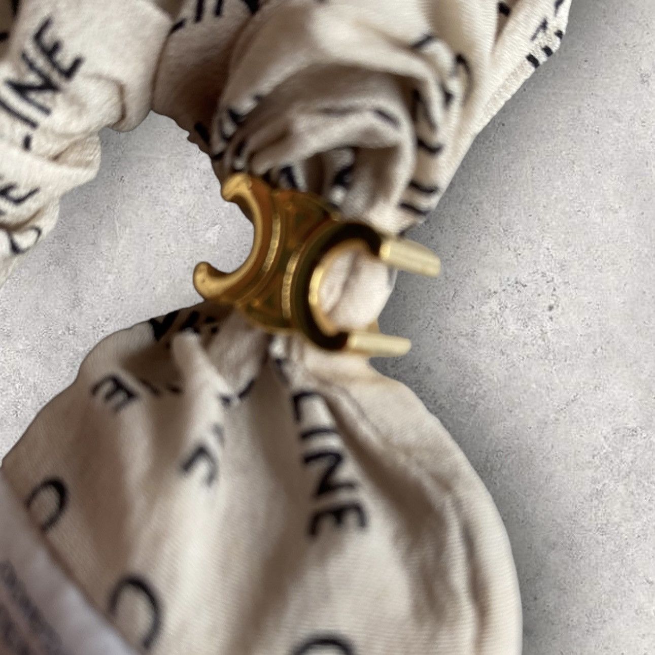 Celine × Hedi Slimane Celine Triomphe Scrunchie Silk Ivory Size ONE SIZE - 3 Thumbnail