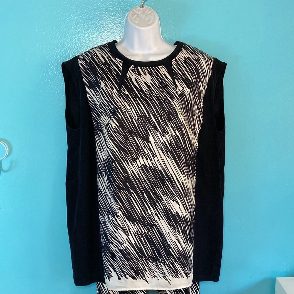 Sportmax Max Mara Sportmax Women’s Size 10 Black White Scribble Print Size L / US 10 / IT 46 - 1 Thumbnail