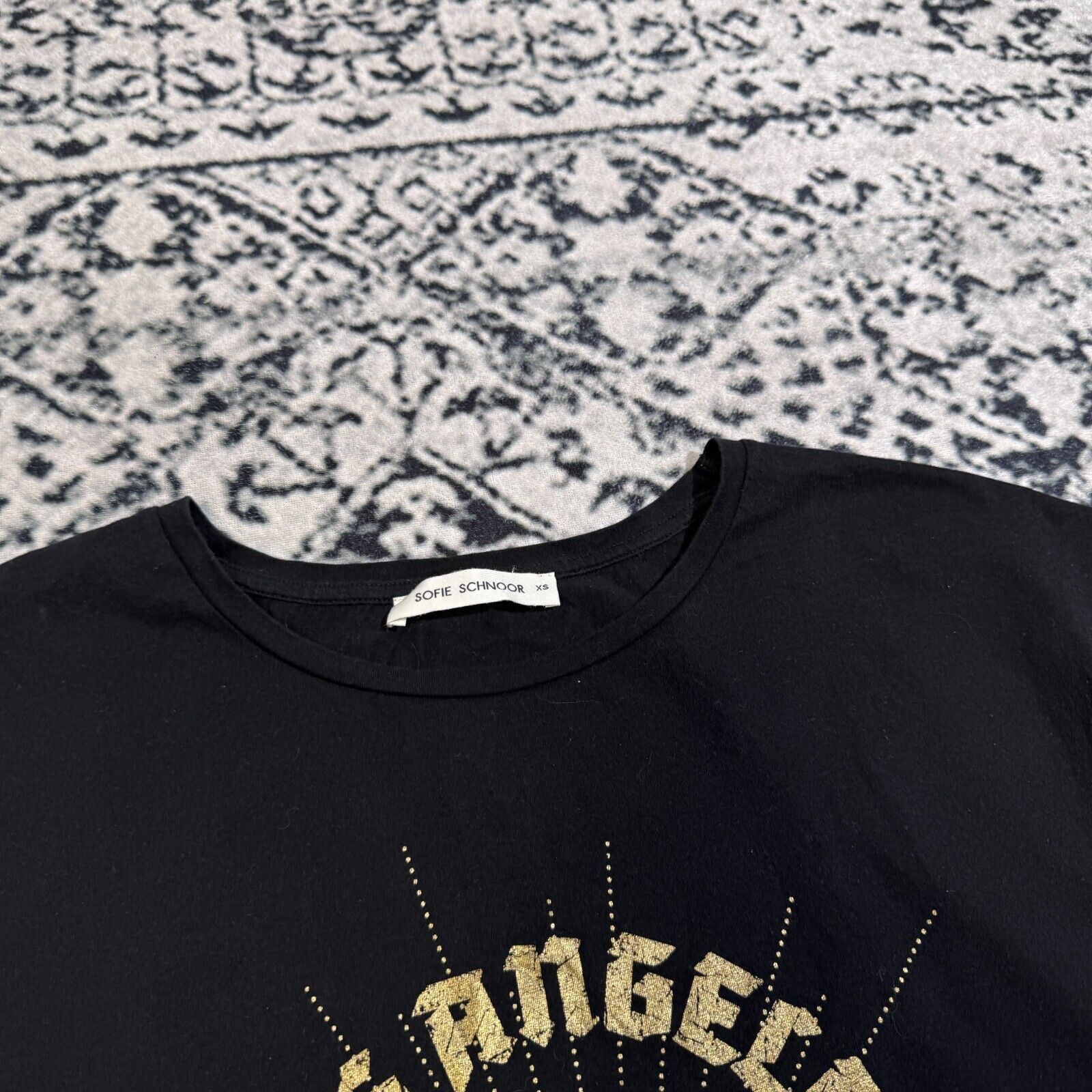 Vintage Vintage Sophie Schnoor Women's Black Cotton T-Shirt Size XS Size US XS / EU 42 / 0 - 5 Thumbnail
