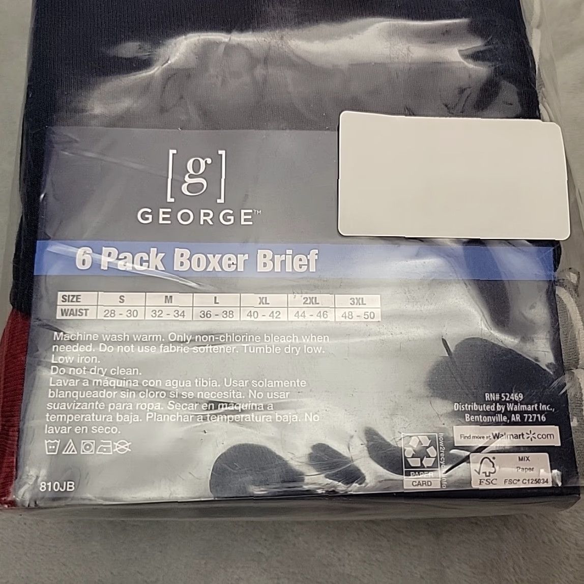 George George Boxer Briefs 6 Pack Men 2XL Odor Control Moisture Wicking Variety Multicolor Underwear Shirtless? Size 48R - 5 Thumbnail