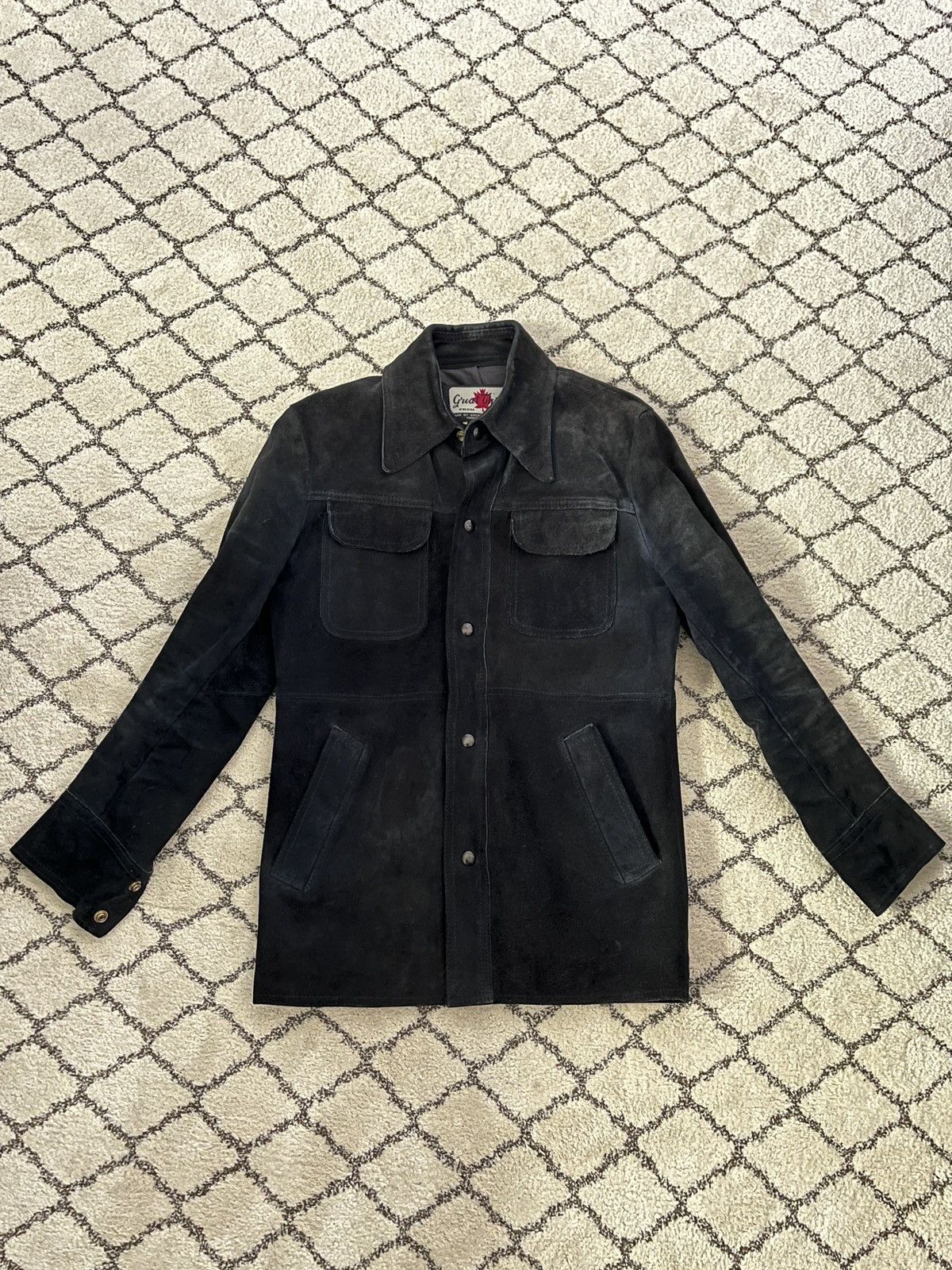 Image of Black Vintage Suede Trucker Jacket - Made In Canada, Men's (Size Small)