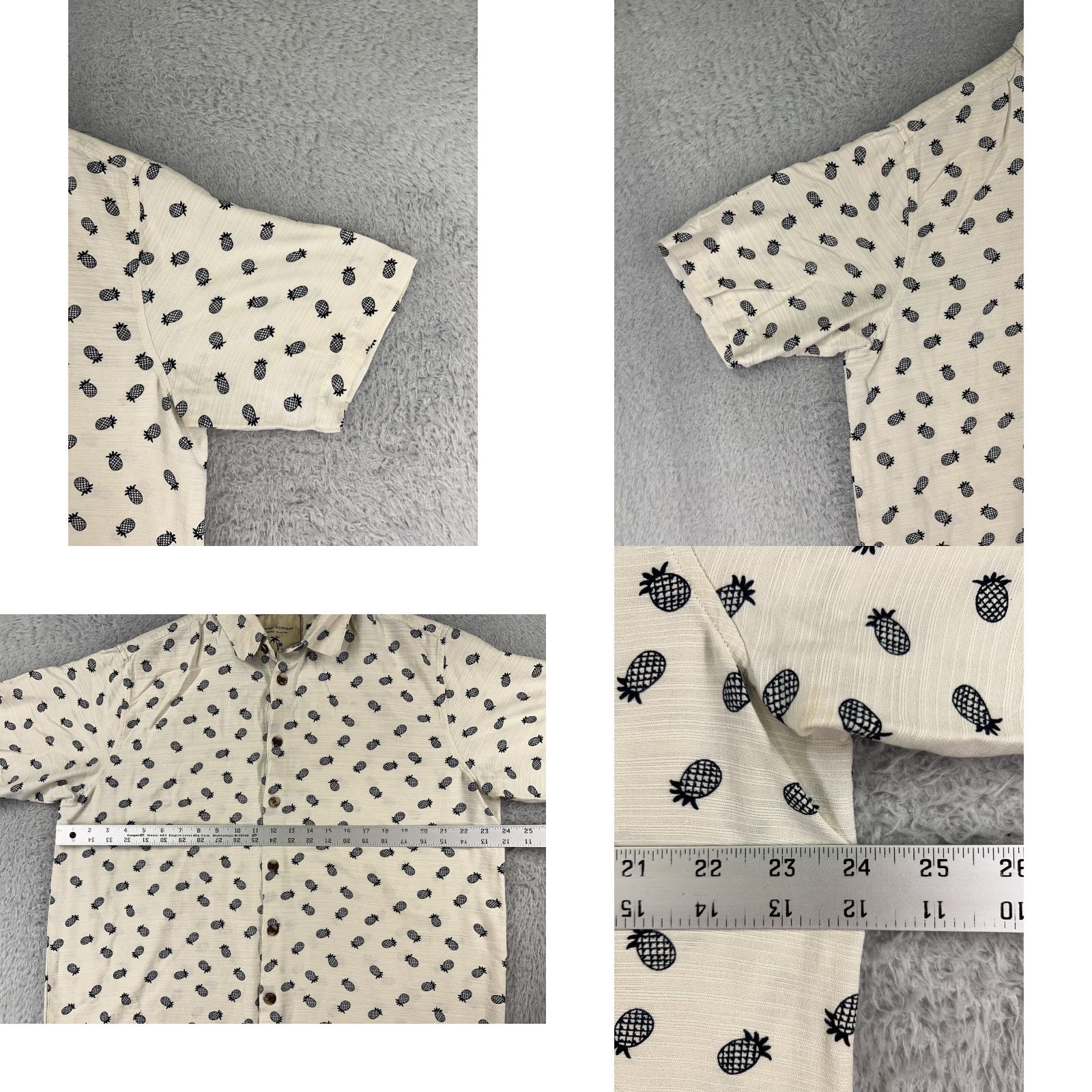 Old Navy VINTAGE Island Republic Shirt Mens XL Ivory Pineapple All Over Print Button Up Size US XL / EU 56 / 4 - 8 Thumbnail