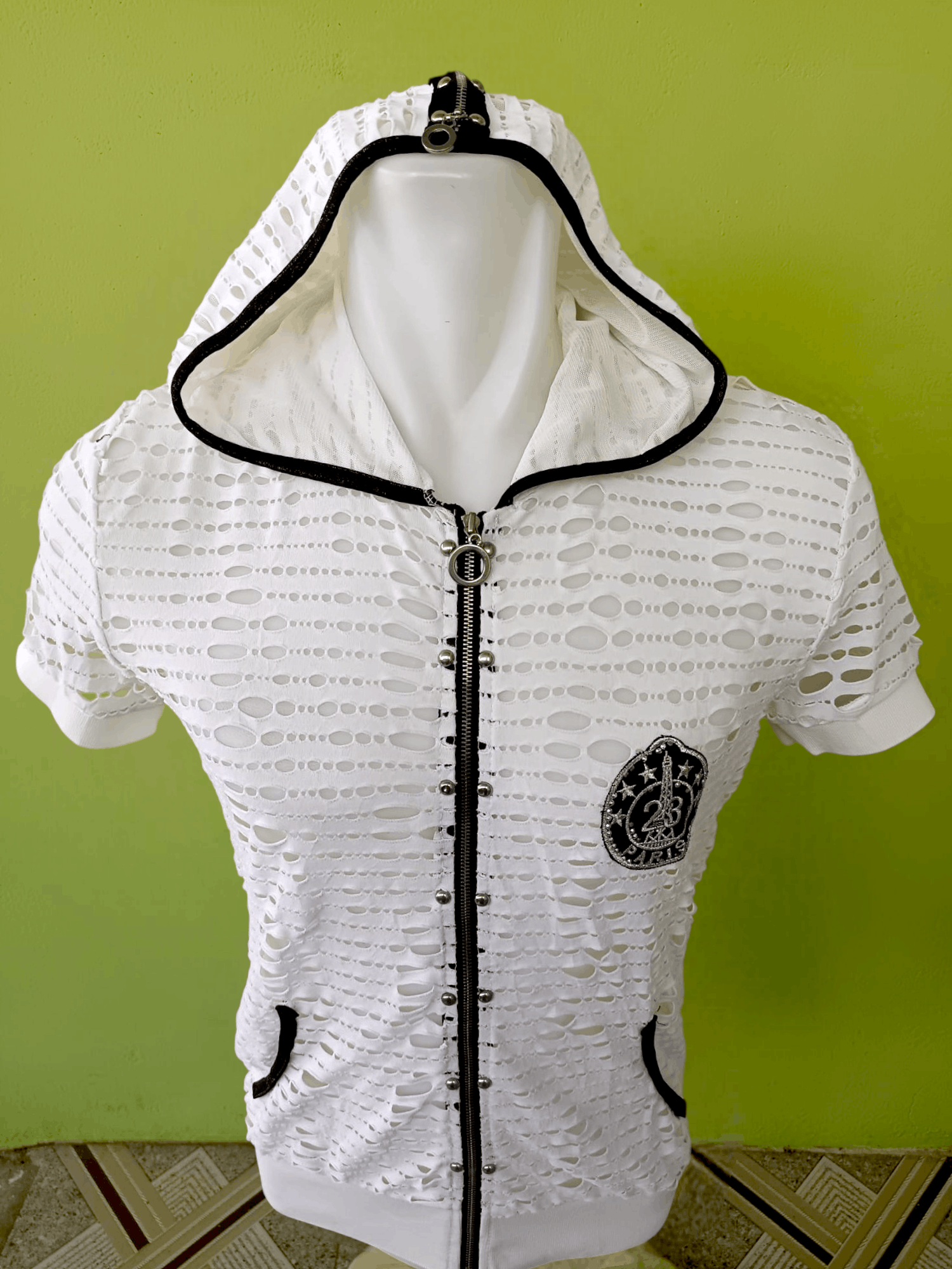 Other Distressed Shirt punk style OVER GIRL Mesh Zip Hoodie Size US L / EU 52-54 / 3 - 21 Thumbnail