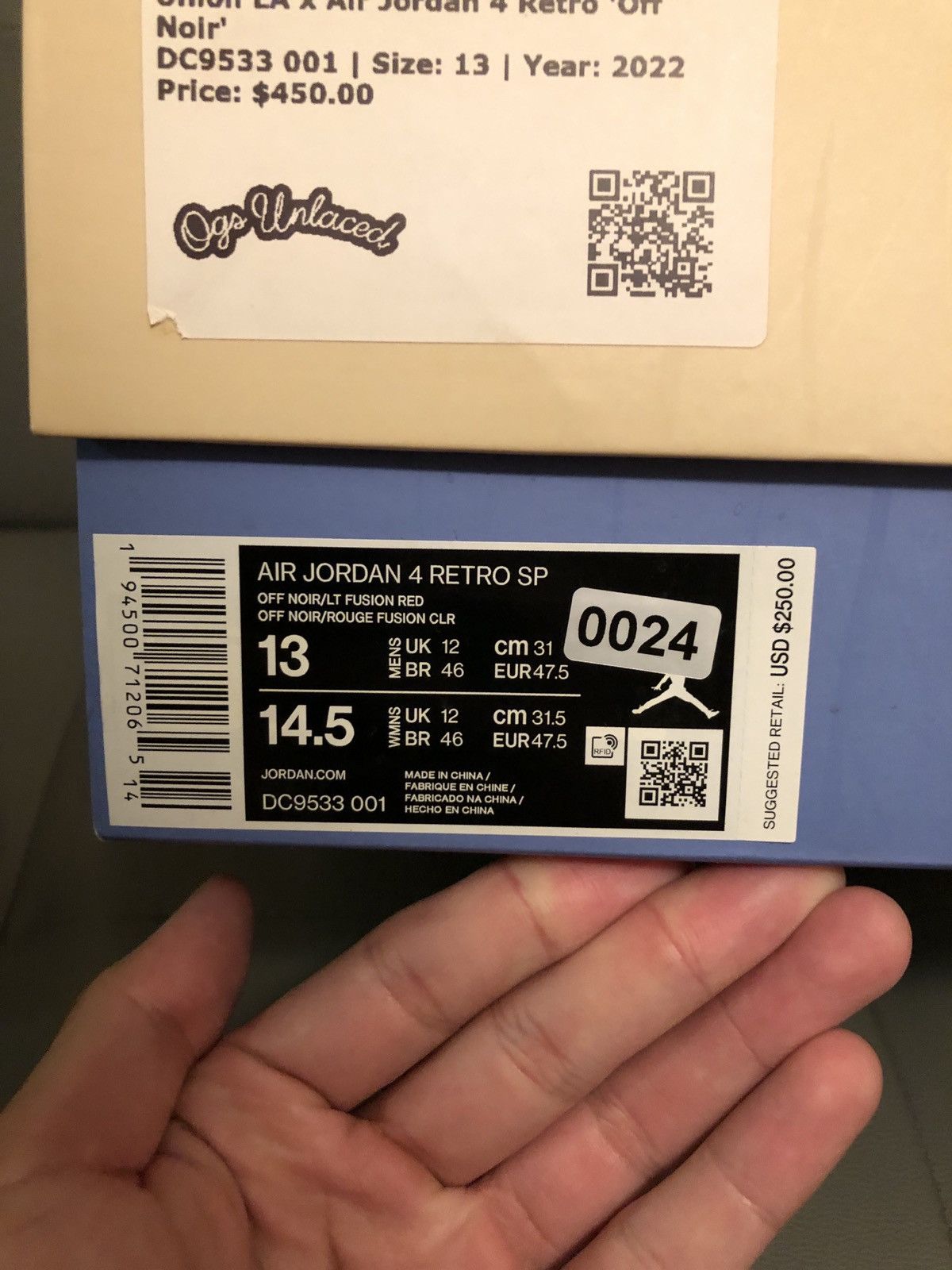 Jordan Brand × Union LA Jordan 4 Union Off Noir Size US 13 / EU 46 - 2 Thumbnail