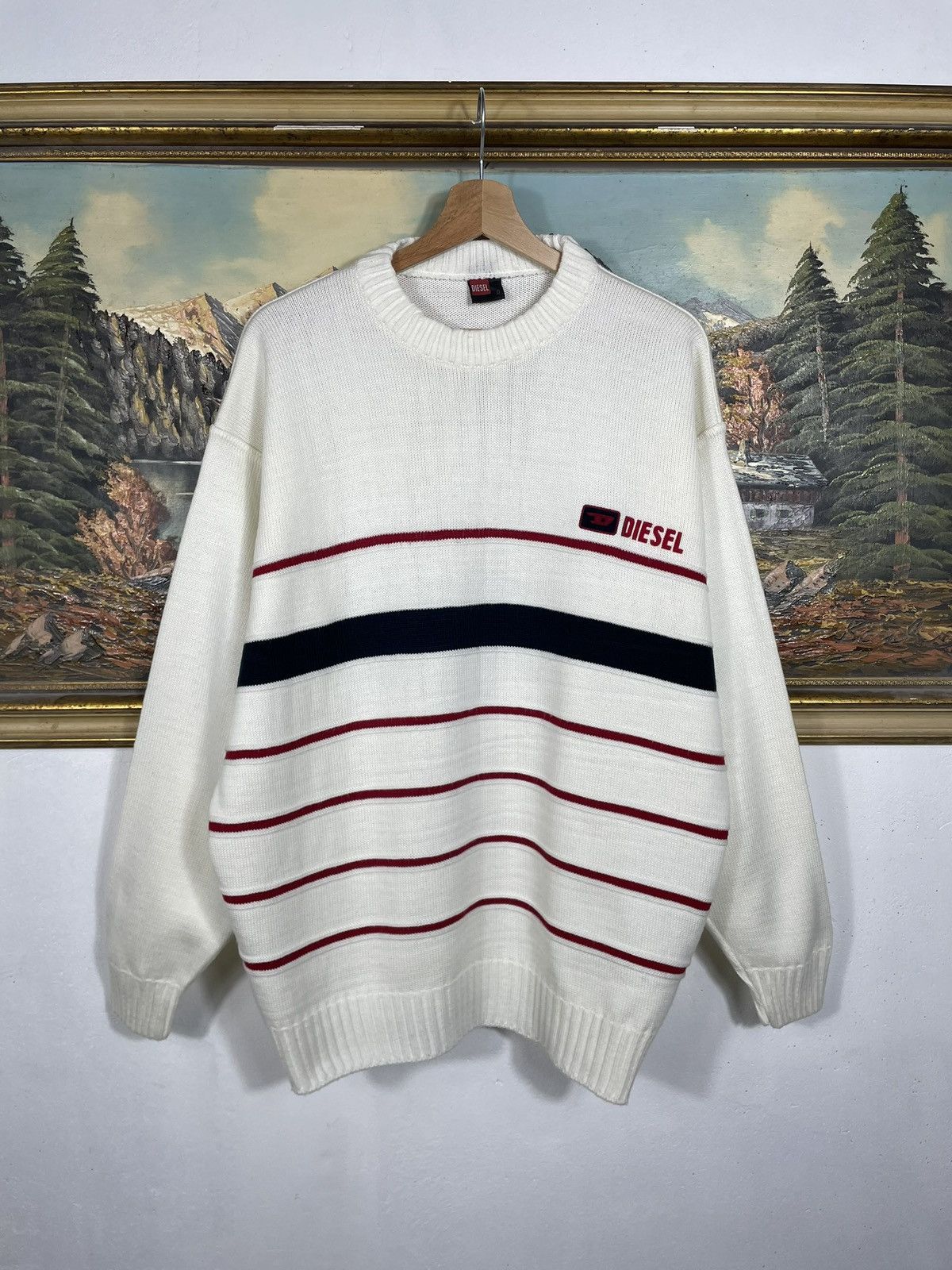 Diesel × Japanese Brand × Vintage Diesel Retro Y2k Pull Knitwear Sweatshirt Crewneck Drip Swag Size US XXL / EU 58 / 5 - 1 Thumbnail