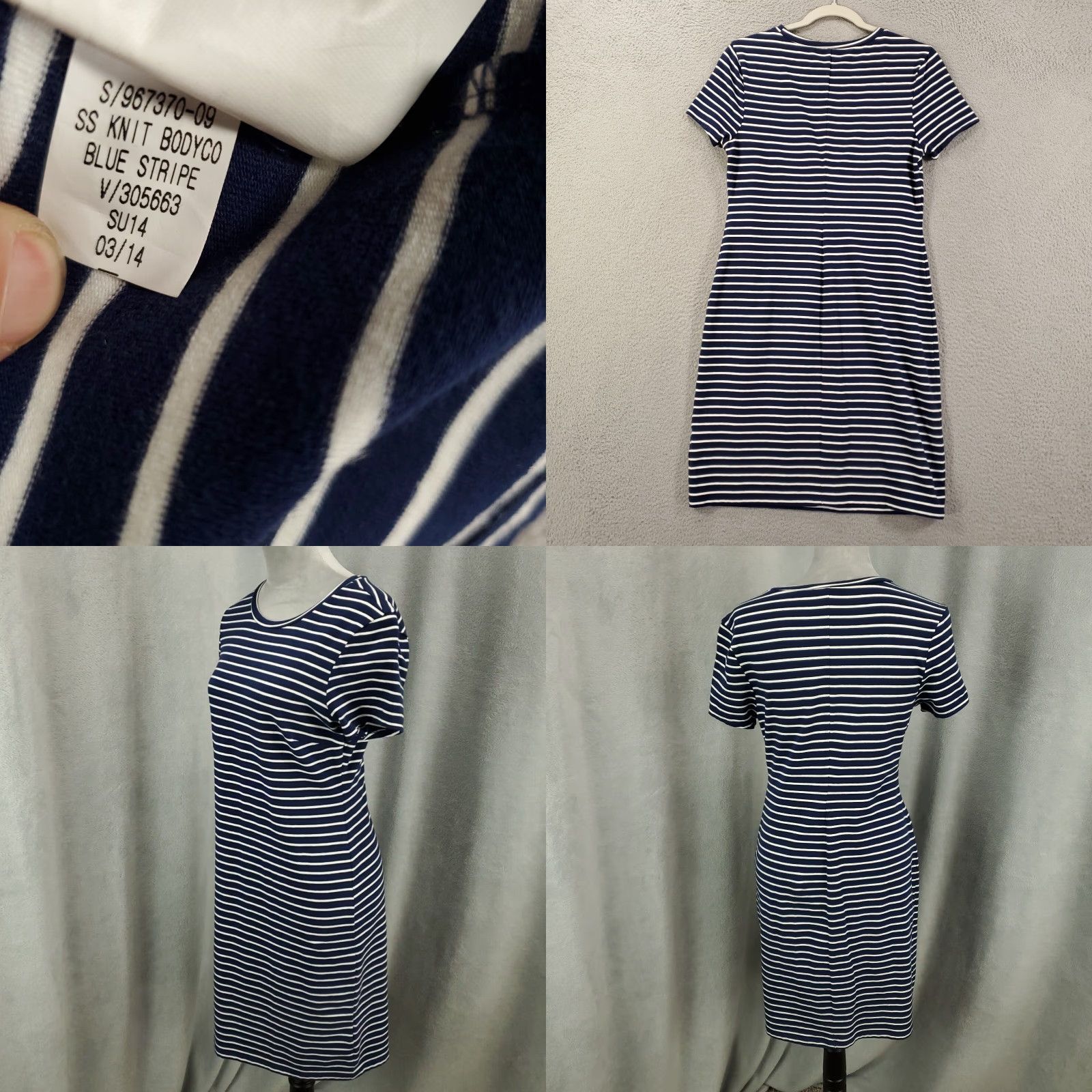 Old Navy Womens Old Navy Dress Shirt Dress M Striped Knit Nautical Blue White Knee Length Casual Short Sleeve Round Neck Pullover Bodycon Stretchy Clothing Size M / US 6-8 / IT 42-44 - 8 Thumbnail