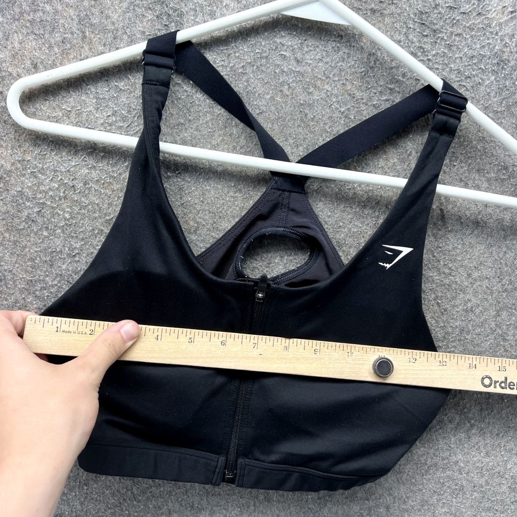 Gymshark Gymshark Sports Bra Womens Medium Black Zip Front Crossback Athletic Yoga Gym Size ONE SIZE - 4 Thumbnail