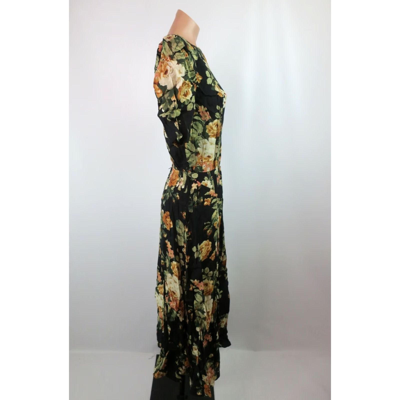 Vintage VINTAGE Ed Michaels Sundress Shirt? Maxi Flare Rayon Floral Black Sleeveless 7/8 1990s Womens Girls? Size M / US 6-8 / IT 42-44 - 5 Thumbnail
