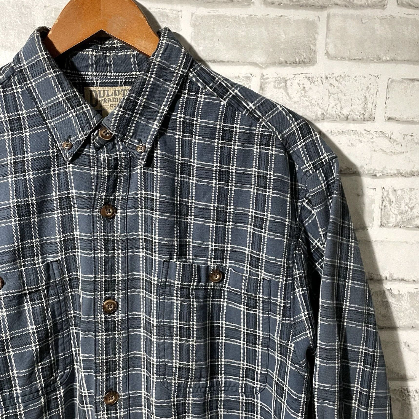 CO DULUTH TRADING CO Blue Plaid Cotton 3/4 Sleeve Button-Down Flannel Shirt Mens Size M Size US M / EU 48-50 / 2 - 2 Thumbnail