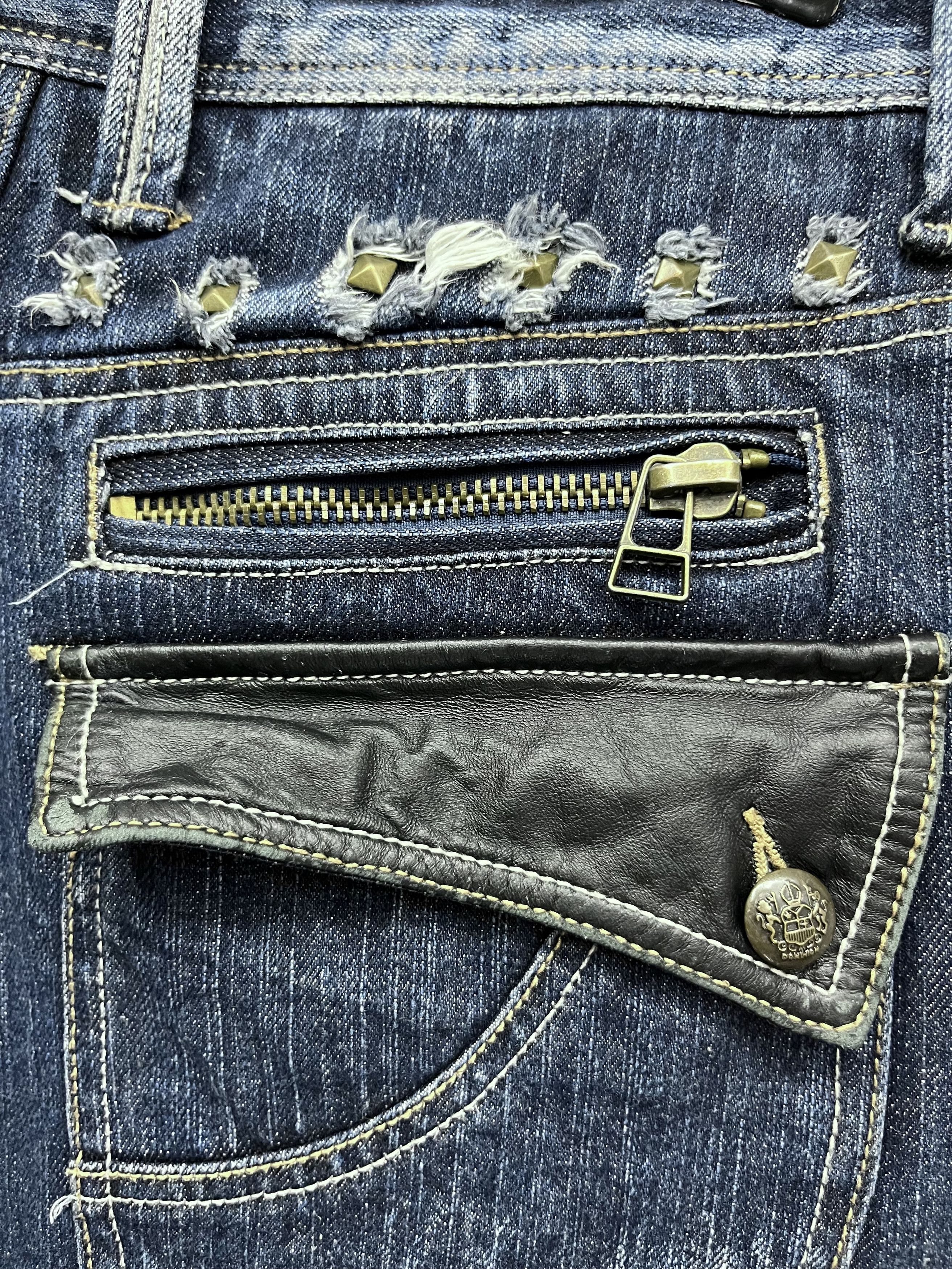 Seditionaries FYE🔥Vtg 90’s TRIXY Punk Studded Acid Wash Blue Flare Denim Size US 33 - 16 Thumbnail