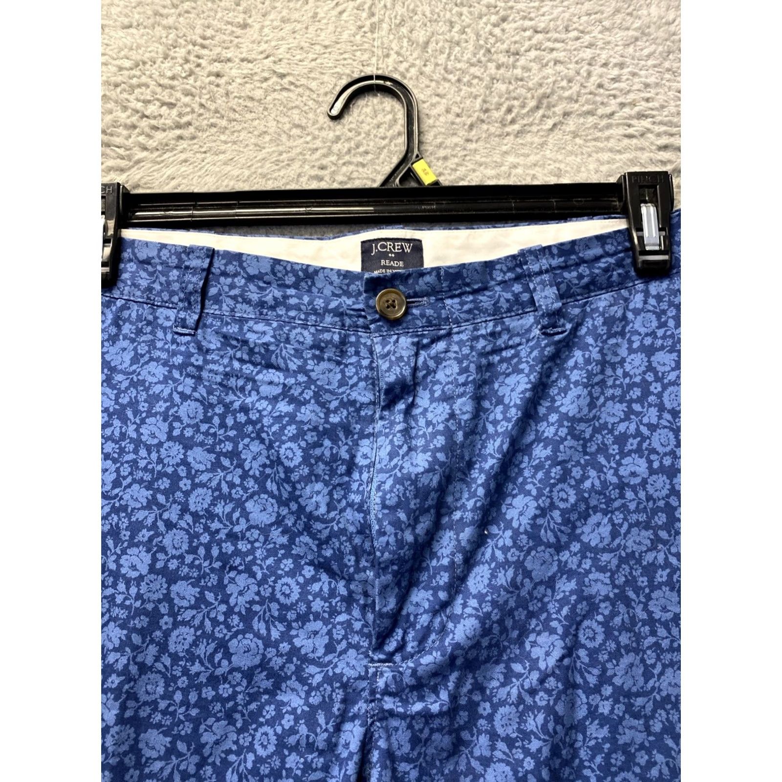 J.Crew J.CREW Men Shorts Size 35 Blue Chino Flower Pockets Flat Front Button 7 Inseam Regular Mens Size US 35 - 3 Thumbnail