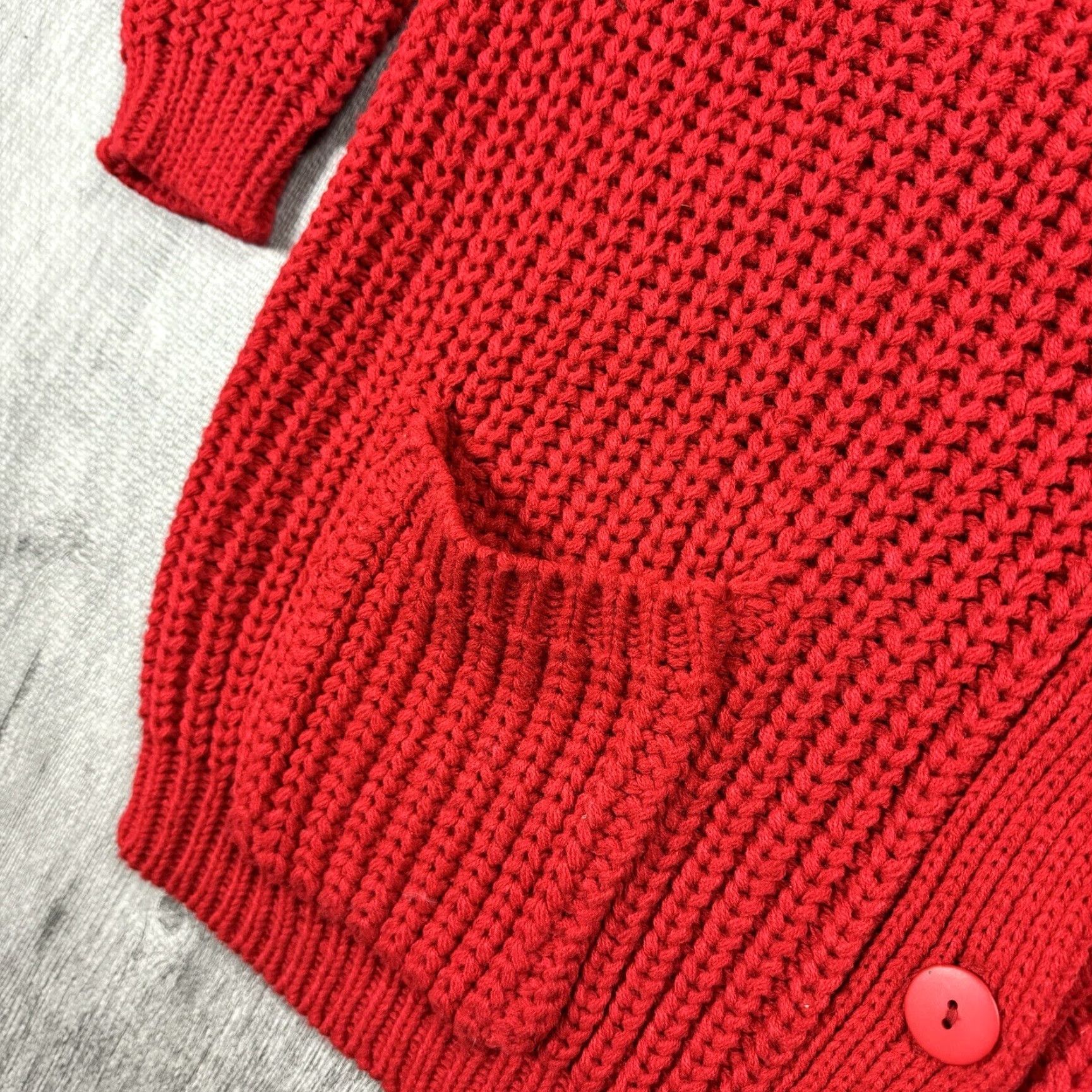 Etro VINTAGE Pasta Chunky Knit Cardigan Sweater M Red Long Sleeve V-Neck 80s Fall Womens Size M / US 6-8 / IT 42-44 - 5 Thumbnail