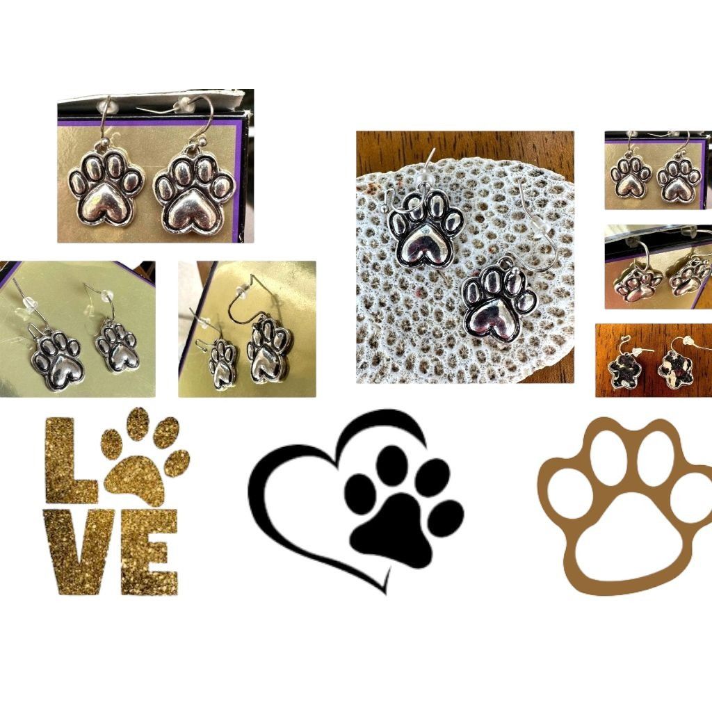 Handmade Paw Print Necklace Earrings Set Pendant 17 inch Handmade New Size ONE SIZE - 4 Thumbnail