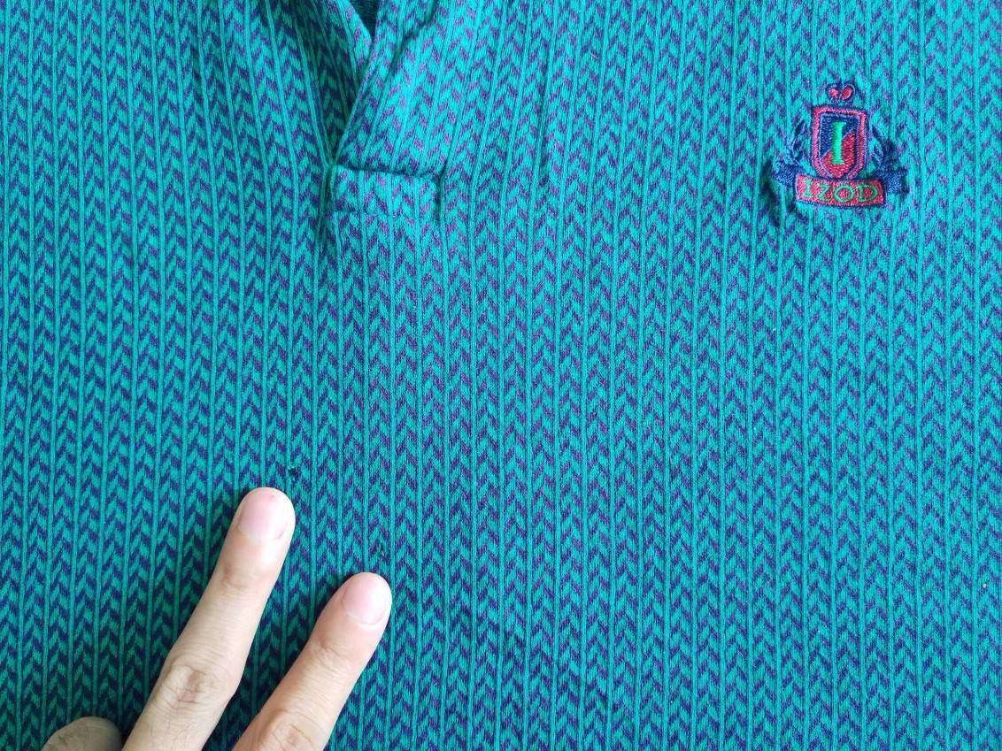 Izod 90s IZOD Polo Big 3XL Green Purple Abstract Pattern 27/31 Size US XXL / EU 58 / 5 - 7 Thumbnail