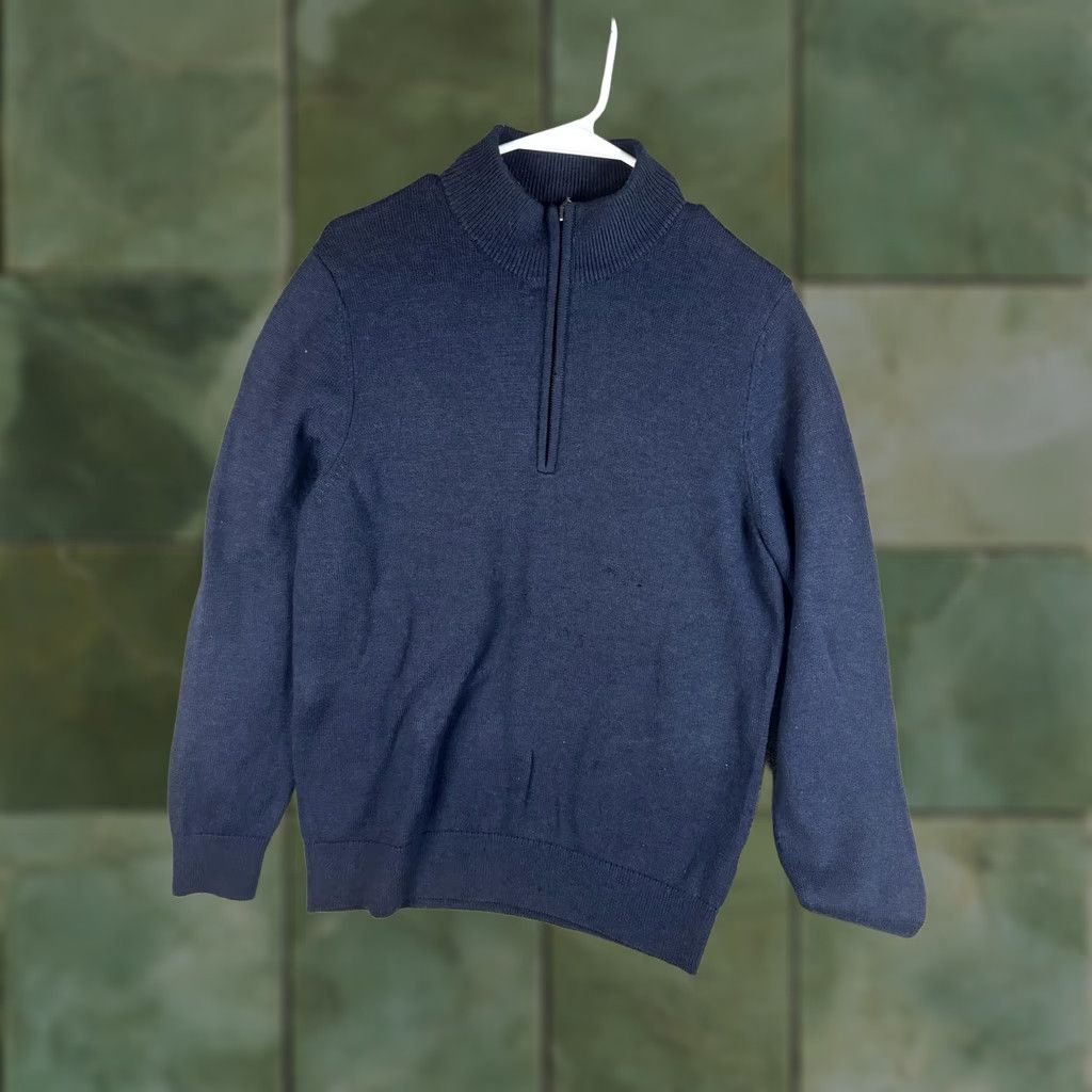 Vintage LL Bean Sweater Mens Medium Navy Merino Wool Quarter Zip Mock Neck Pullover Size US M / EU 48-50 / 2 - 1 Thumbnail