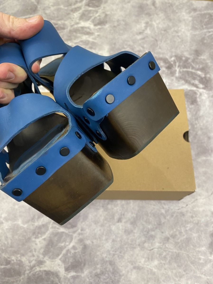 Eckhaus Latta Ugg x Eckhaus Latta Wooden Platform Clogs Blue Leather Upper Size US 8 / IT 38 - 8 Thumbnail