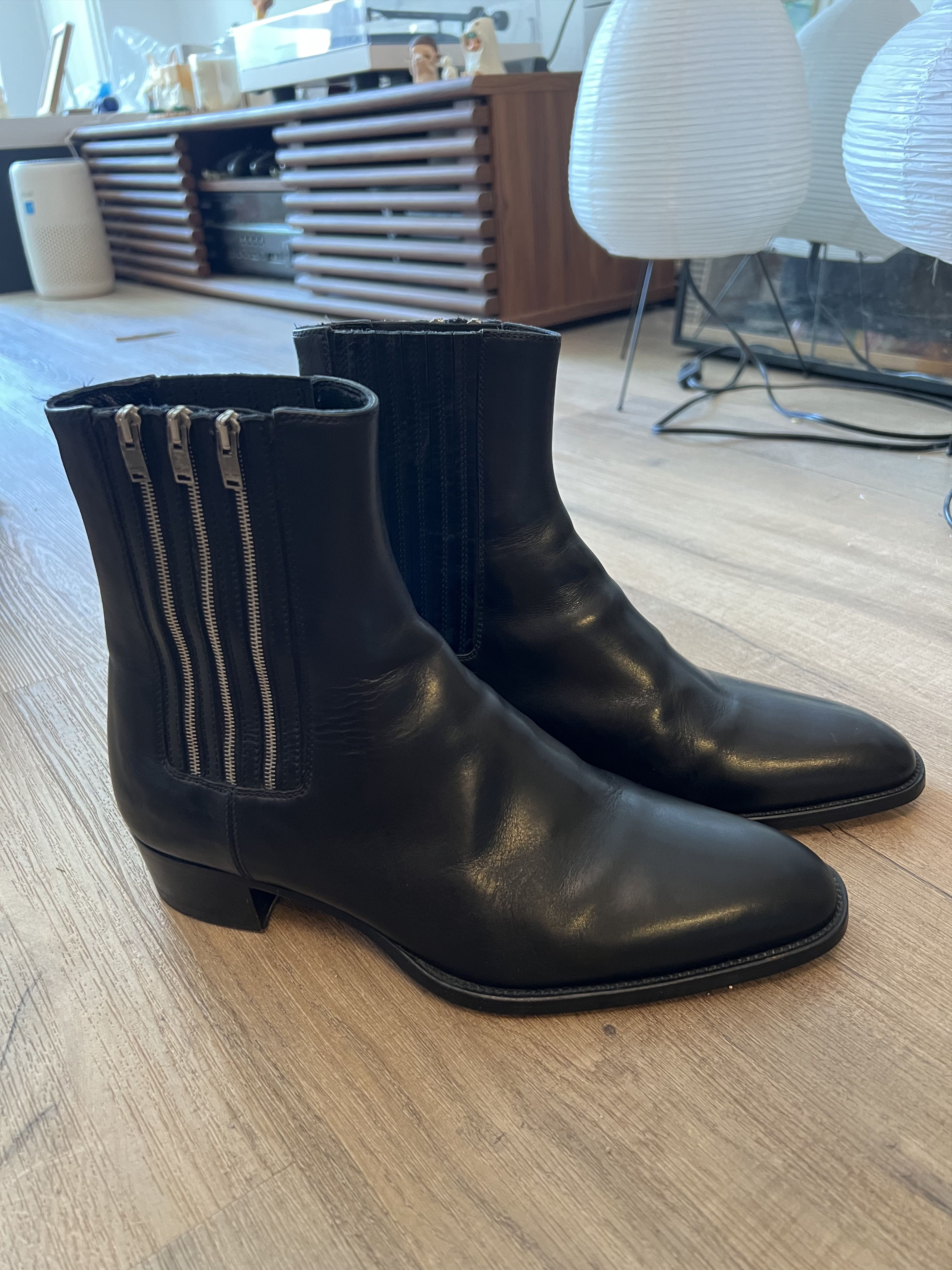 Saint Laurent Paris 'Hedi Era' Triple Zipper Wyatt Chealsea Boots Size US 6 / EU 39 - 2 Thumbnail