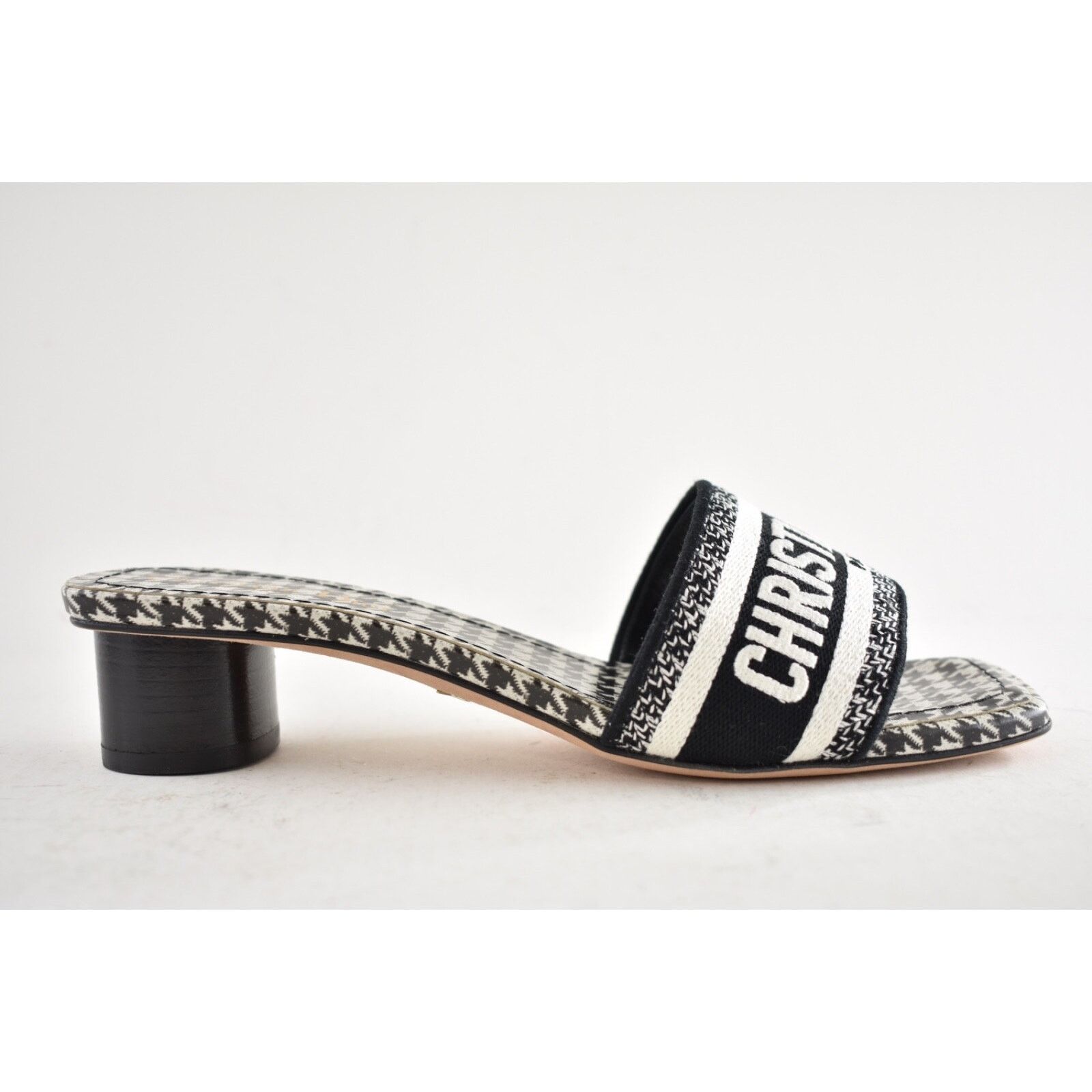 Dior Christian Dior Dway Heeled Slide Black White Houndstooth Size US 8 / IT 38 - 2 Thumbnail